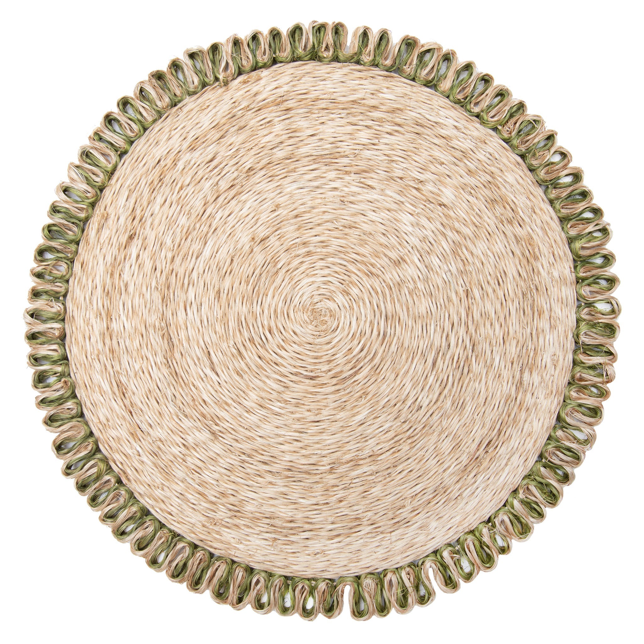 couleur-nature-loopy-abaca-sets-de-table-ronds-lot-4-olive image 1