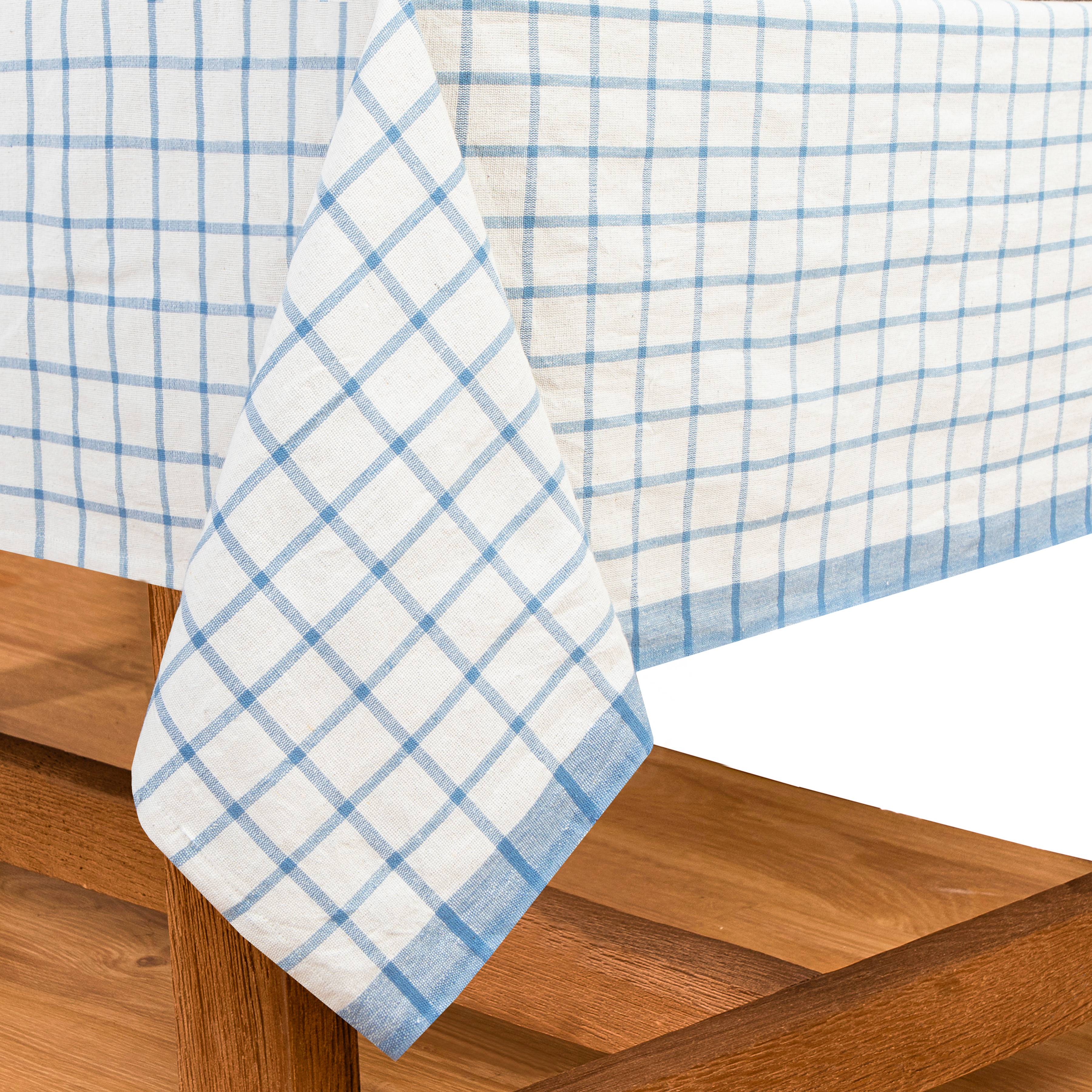 couleur-nature-windowpane-nappe-fran-aise-bleu-naturel-coton image 7