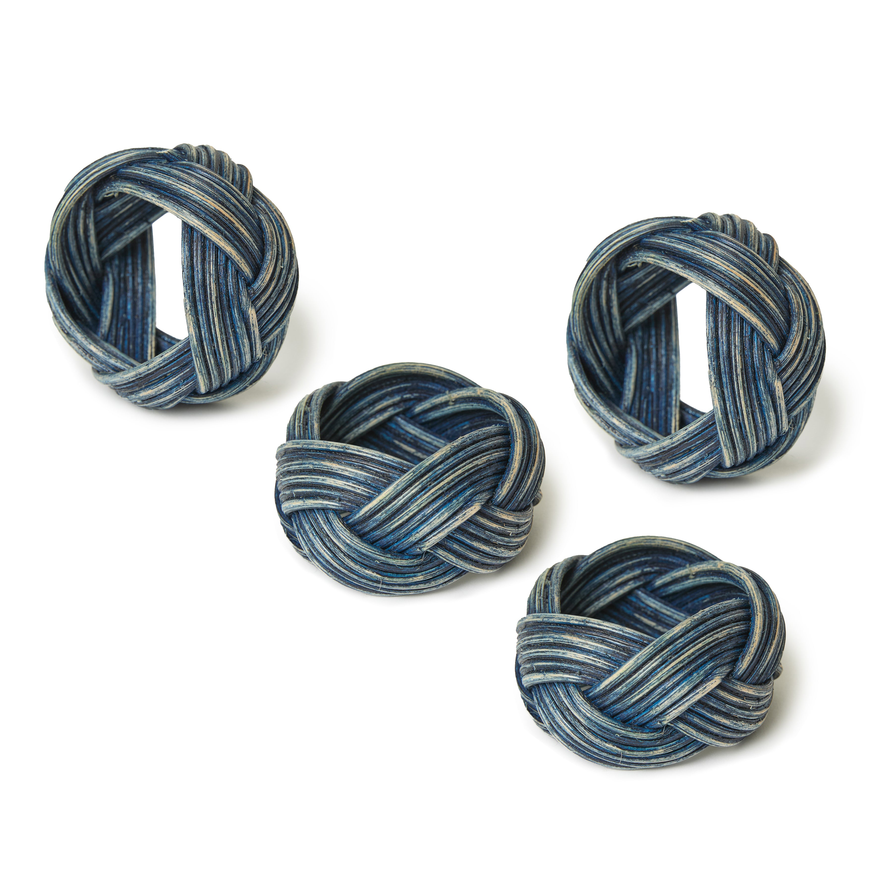 couleur-nature-braided-weave-rond-de-serviette-bleu-lot-de-4-rotin image 3