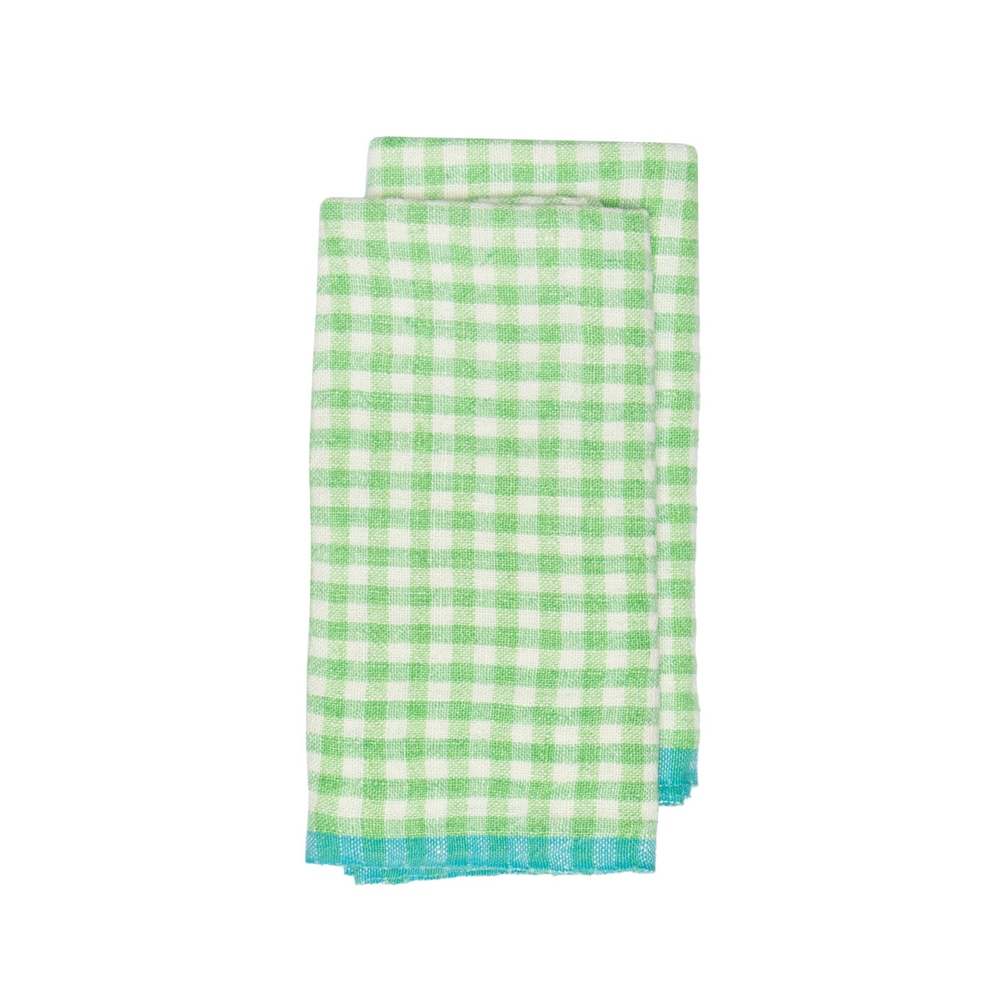 couleur-nature-two-tone-gingham-torchon-lin-lot-2-lime-aqua image 1