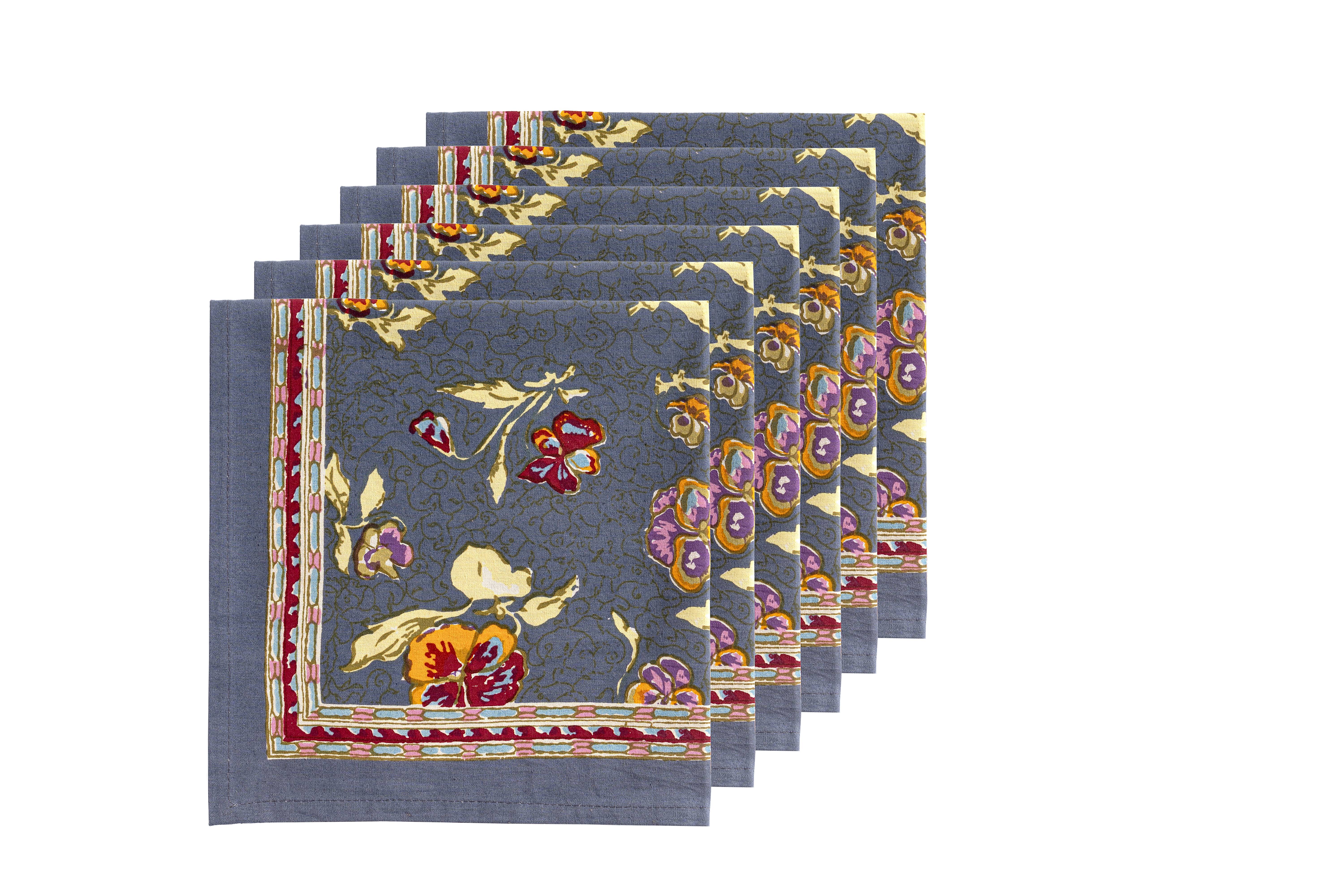 couleur-nature-pansy-serviettes-coton-rouges-lot-de-6 image 2