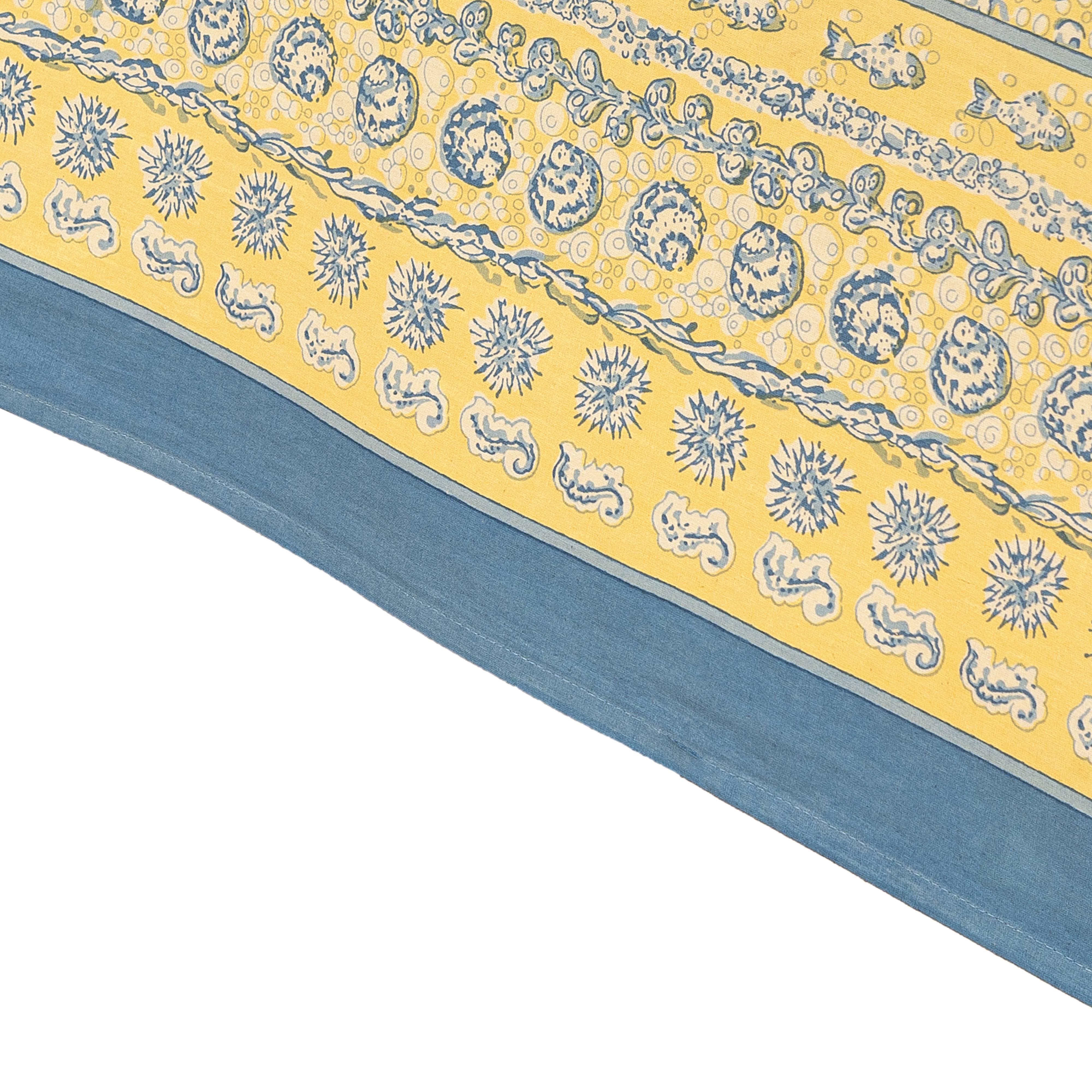 couleur-nature-la-mer-nappe-coton-bleue-et-jaune image 4