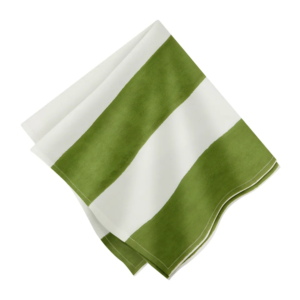 couleur-nature-st-tropez-serviettes-vert-lot-6-rayures image 1