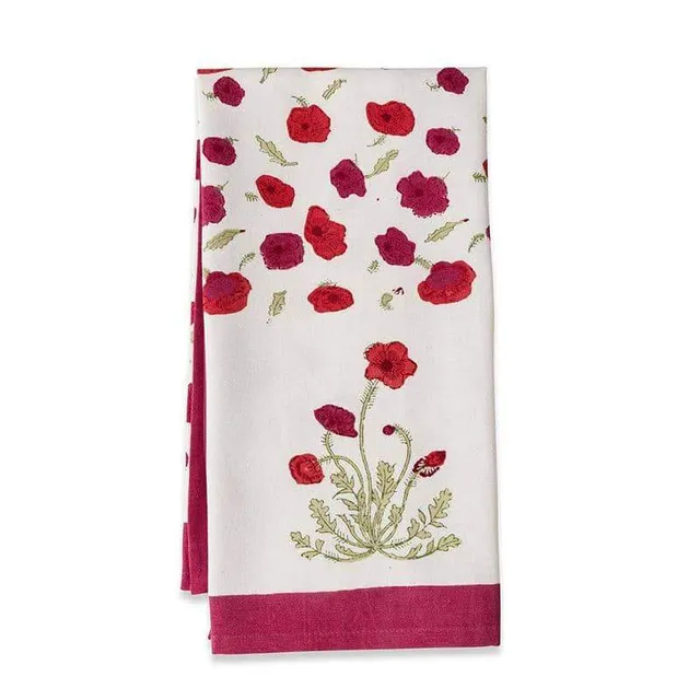 couleur-nature-poppies-torchon-cuisine-lot-3-coton-ivoire image 1