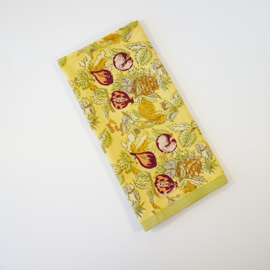 couleur-nature-tutti-frutti-serviettes-coton-lot-6-jaune-vert image 1