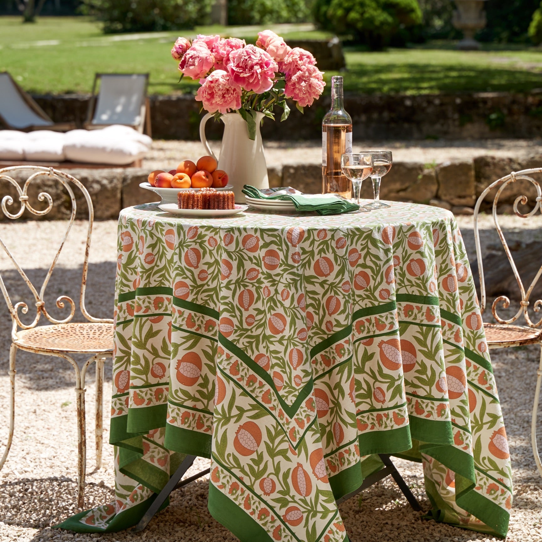 couleur-nature-grenadine-nappe-coton-orange-vert image 1