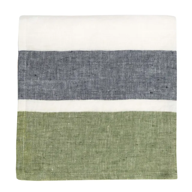 couleur-nature-bold-stripe-serviettes-vert-sapin-lot-4-coton image 1
