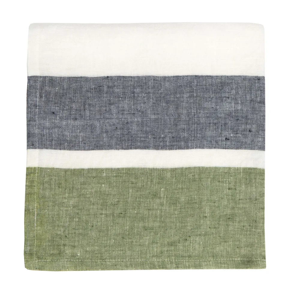 couleur-nature-bold-stripe-serviettes-vert-sapin-lot-4-coton image 1