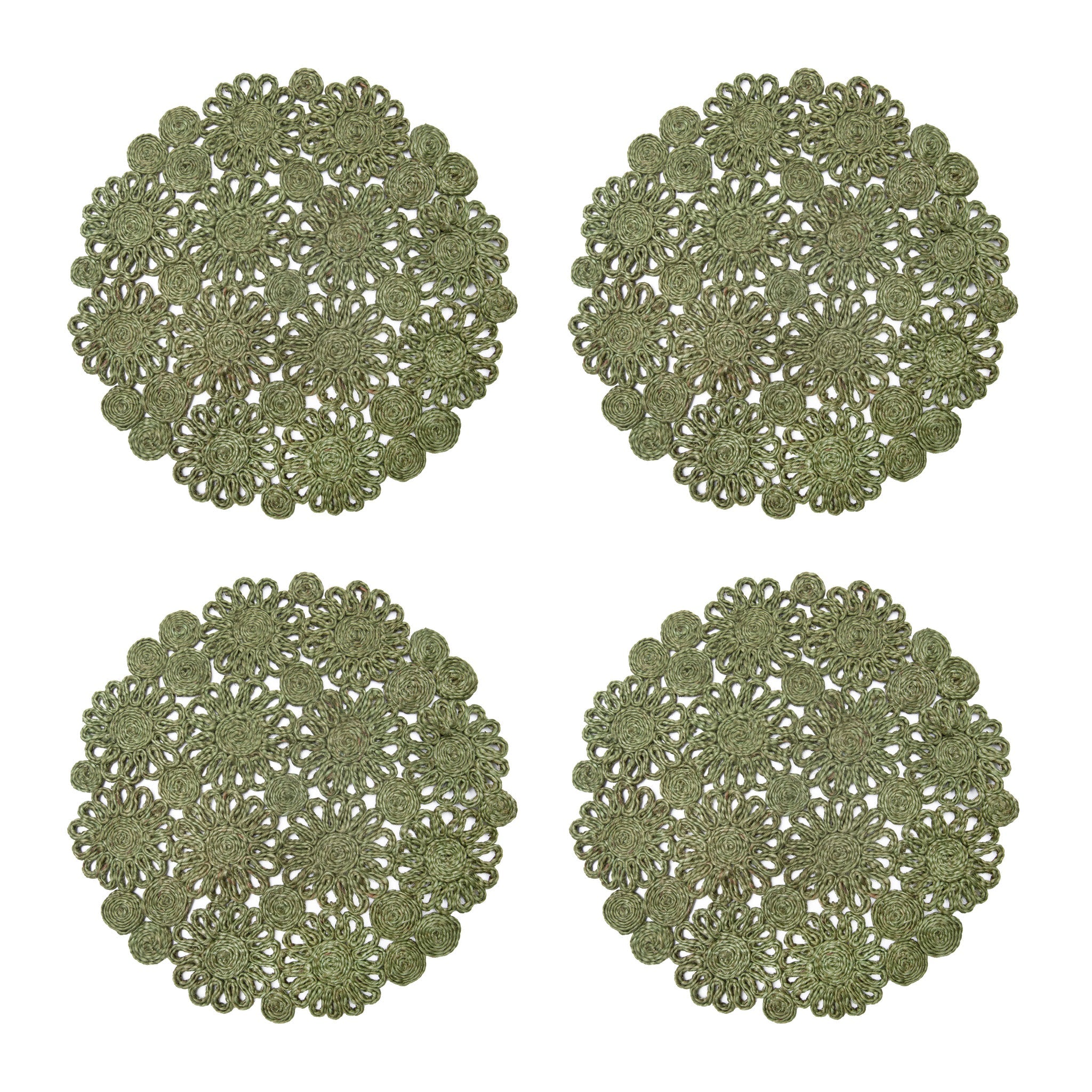 couleur-nature-daisy-set-4-sets-table-jute-vert-rond-38-cm image 3