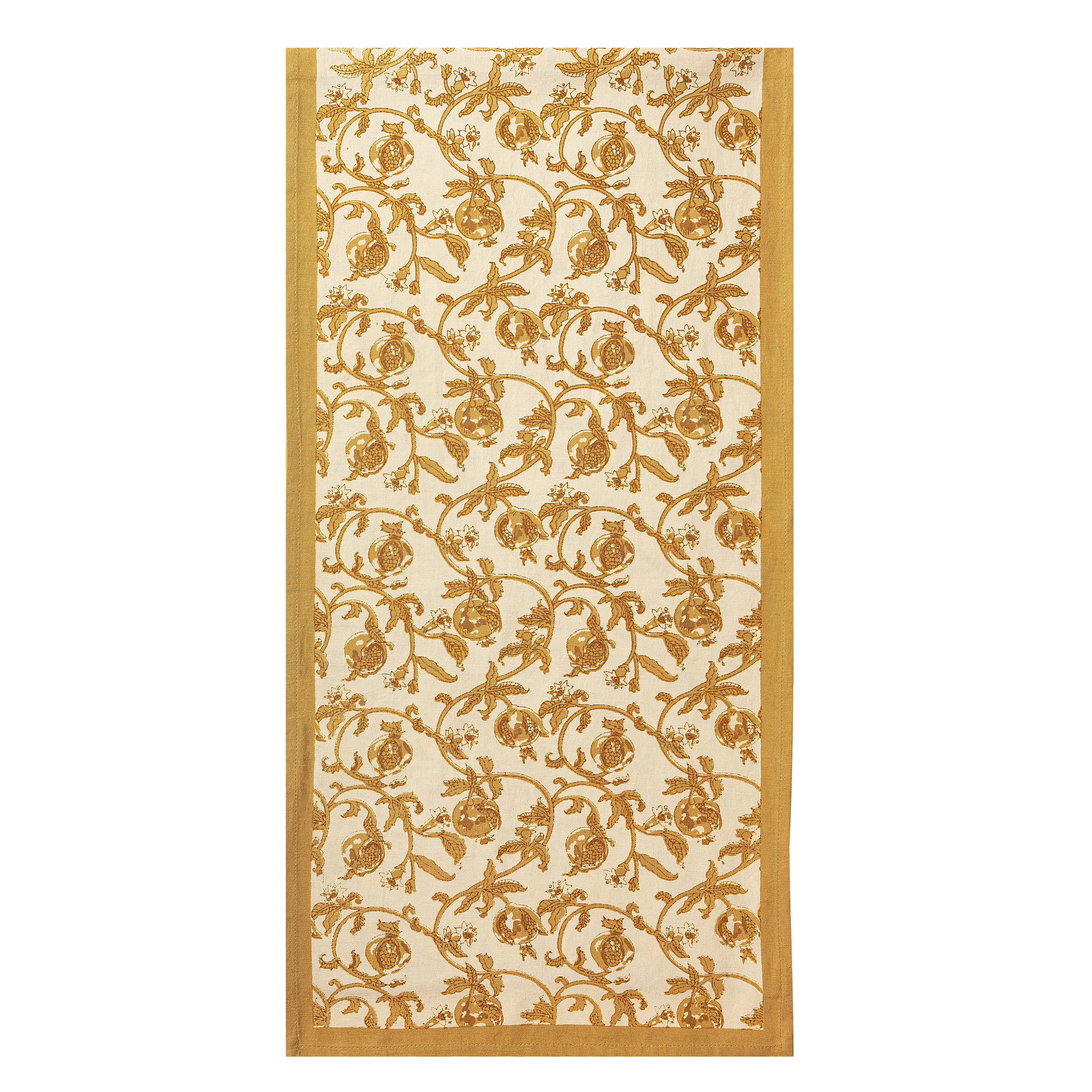 couleur-nature-granada-chemin-de-table-coton-moutarde-floral-16x72 image 5