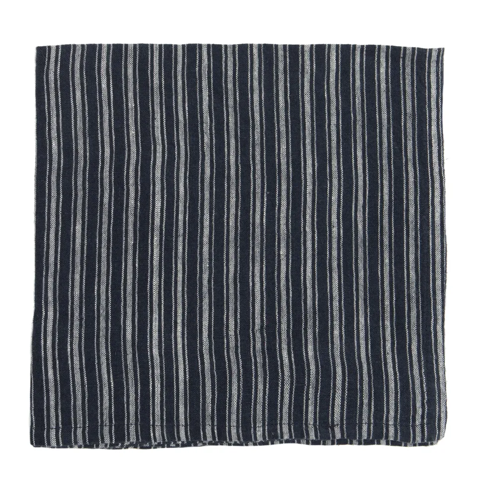 couleur-nature-boat-stripe-serviettes-lin-indigo-blanc-lot-4 image 1