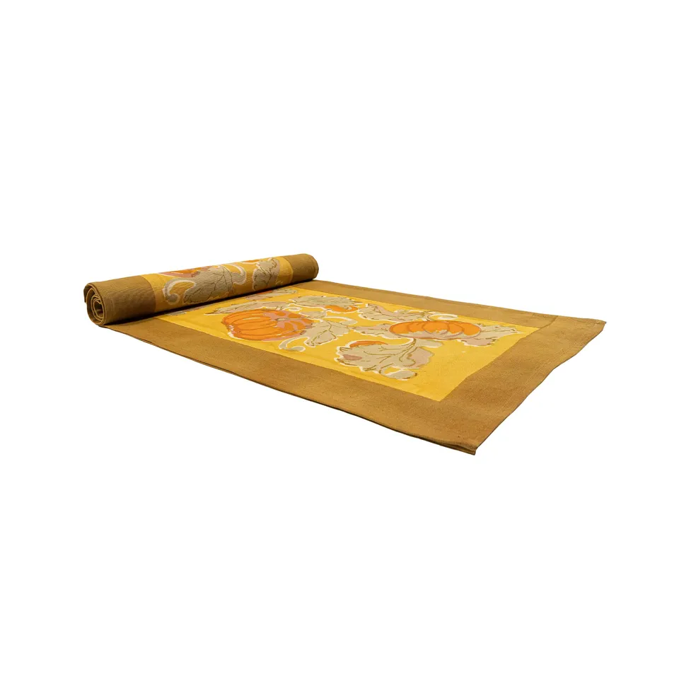 couleur-nature-pumpkin-chemin-de-table-coton-orange-moutarde-16x72 image 1