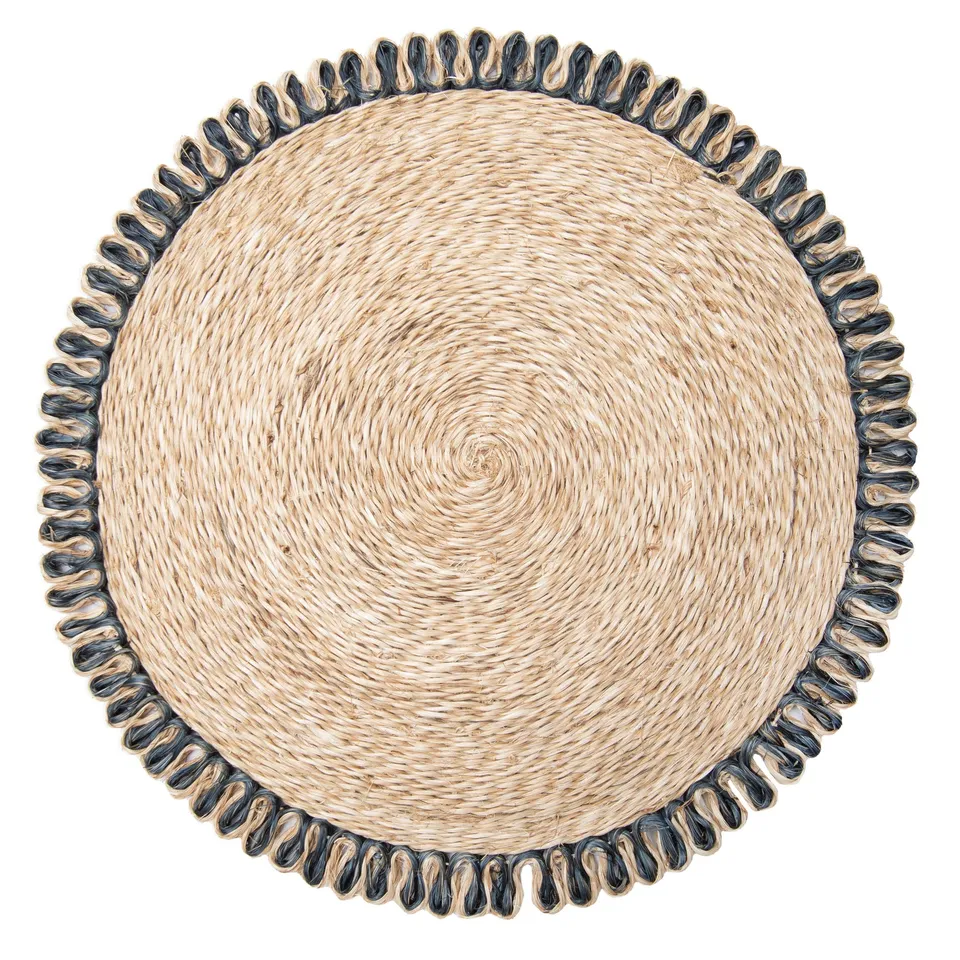 couleur-nature-loopy-abaca-sets-de-table-ronds-navy-lot-de-4 image 1