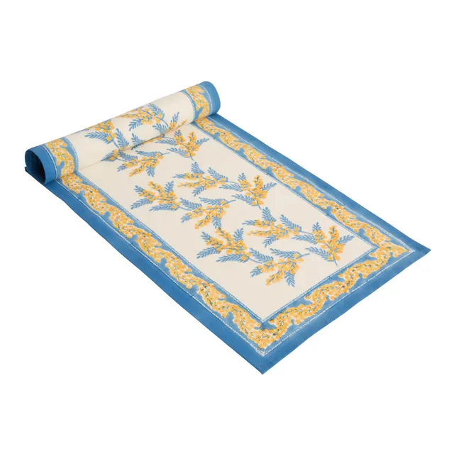 couleur-nature-mimosa-chemin-de-table-bleu-jaune-16x72 image 1