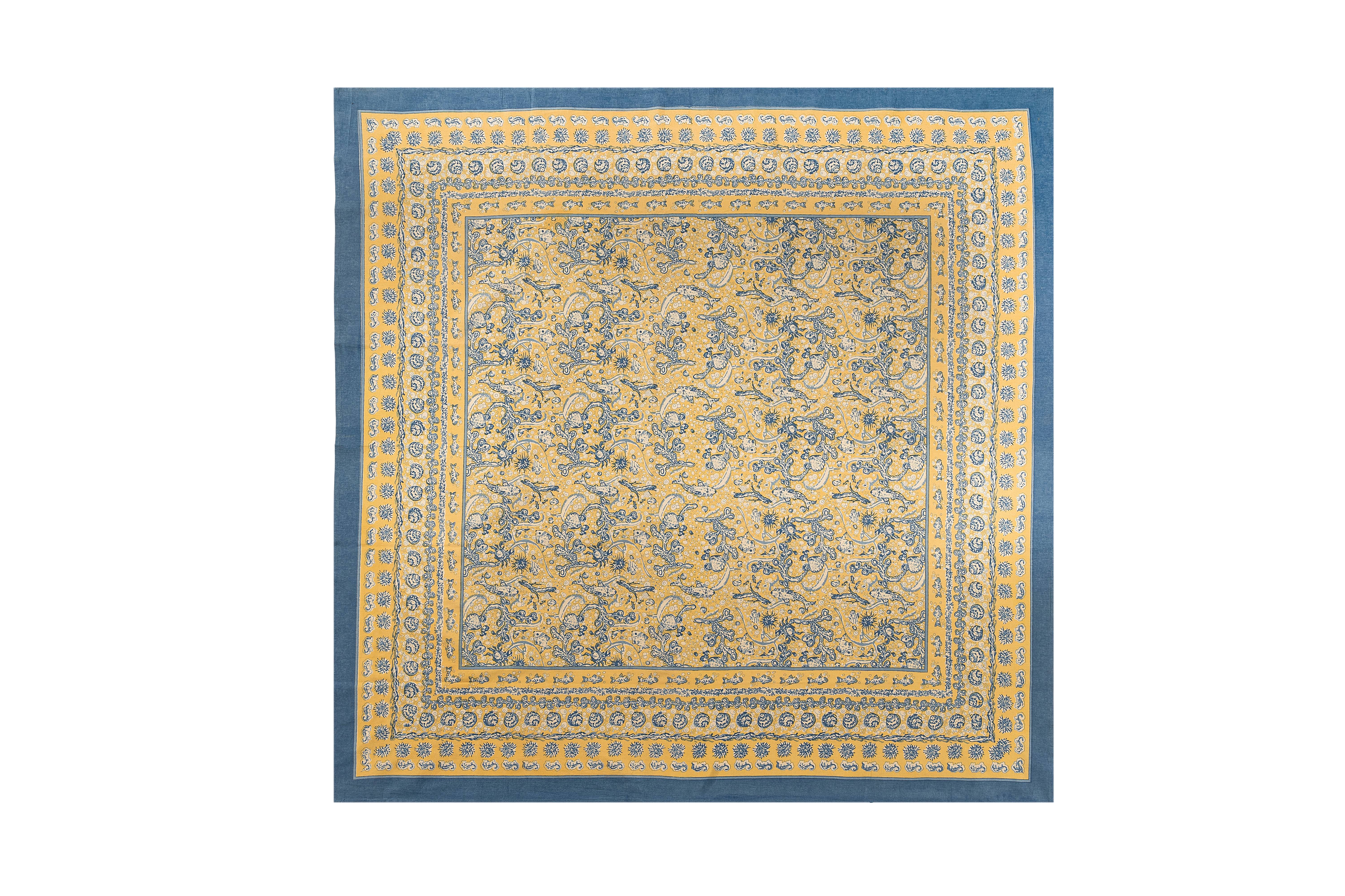 couleur-nature-la-mer-nappe-coton-bleue-et-jaune image 7