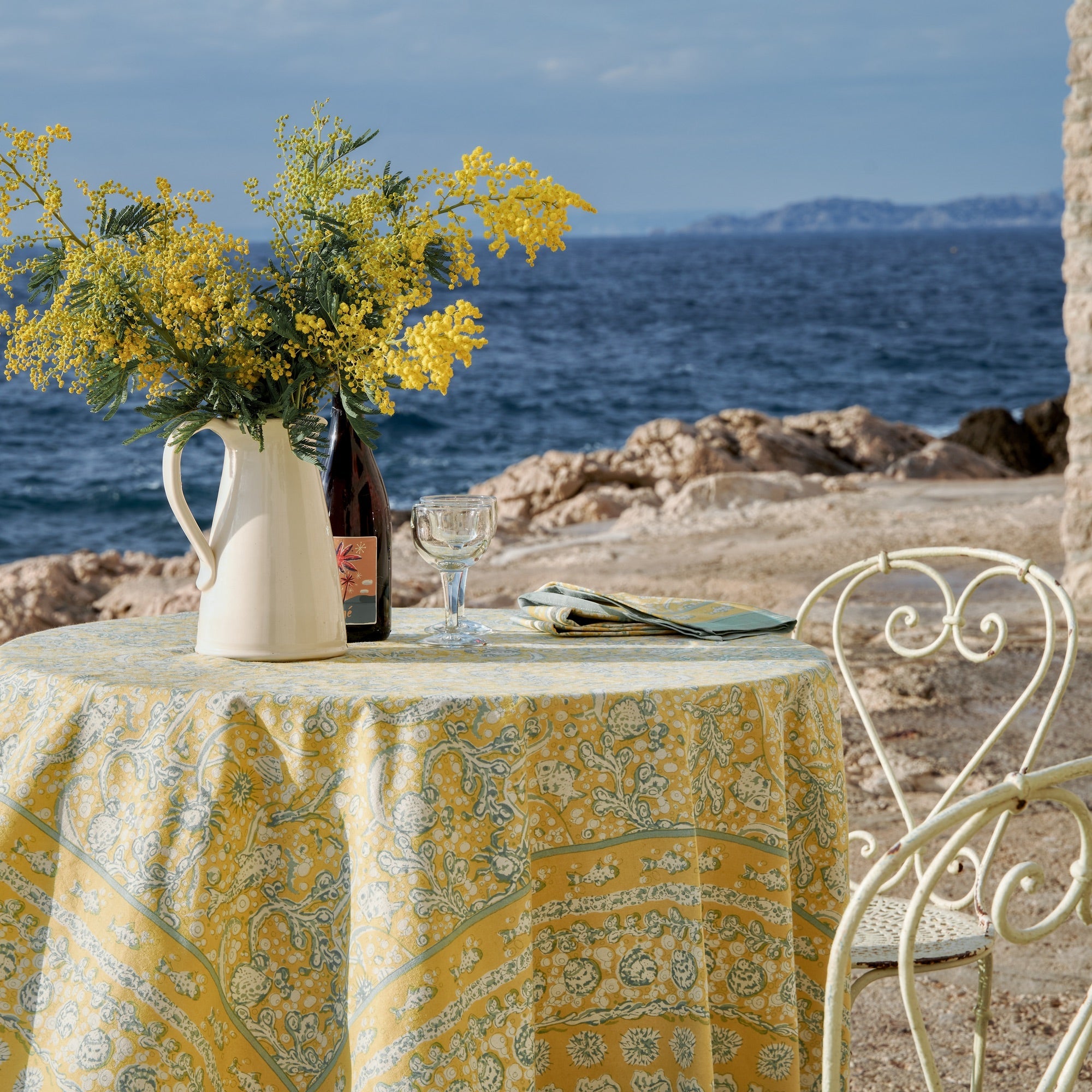 couleur-nature-la-mer-nappe-fran-aise-aqua-citrine-rectangle-71x106 image 3