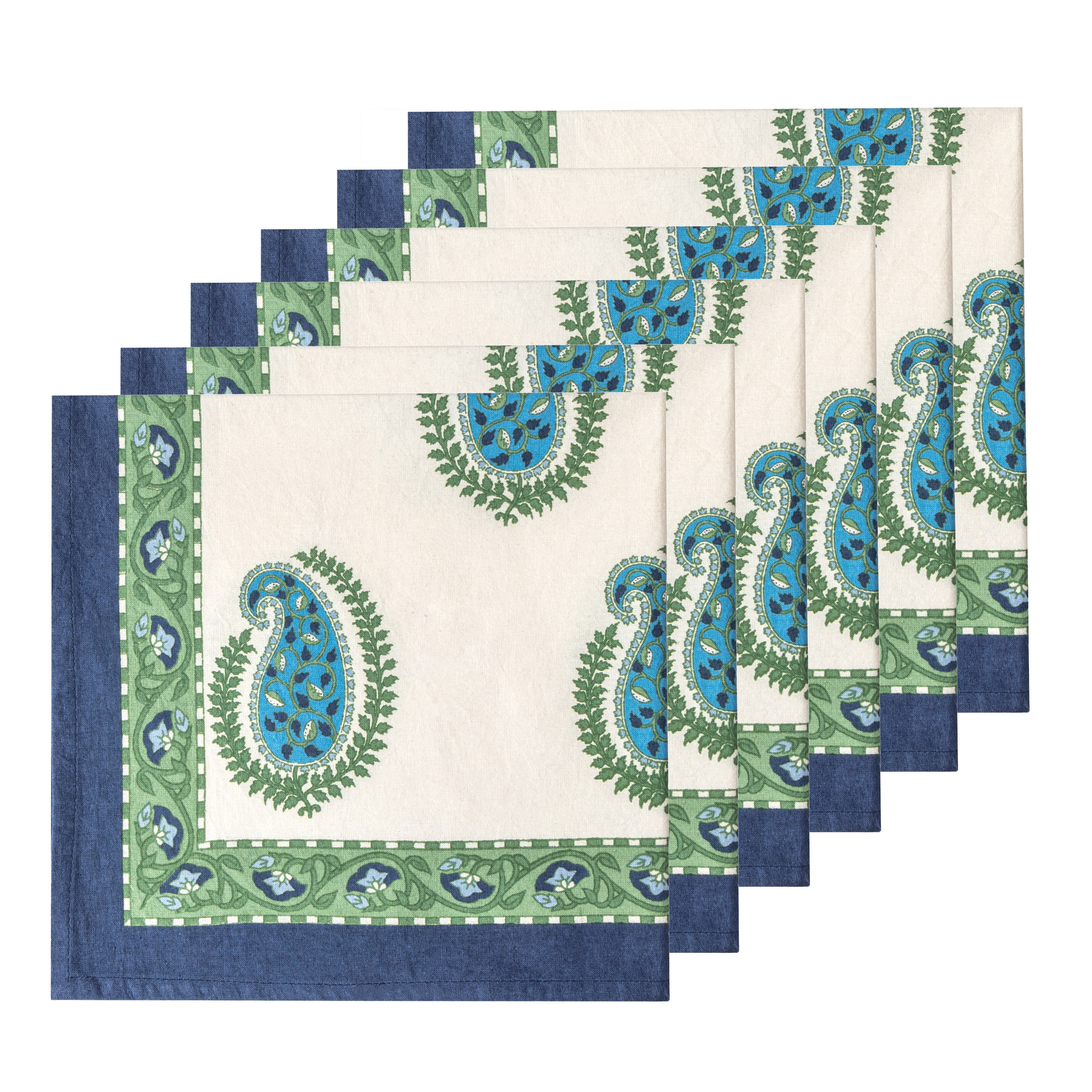 couleur-nature-cassis-serviette-table-bleu-vert-lot-6 image 2