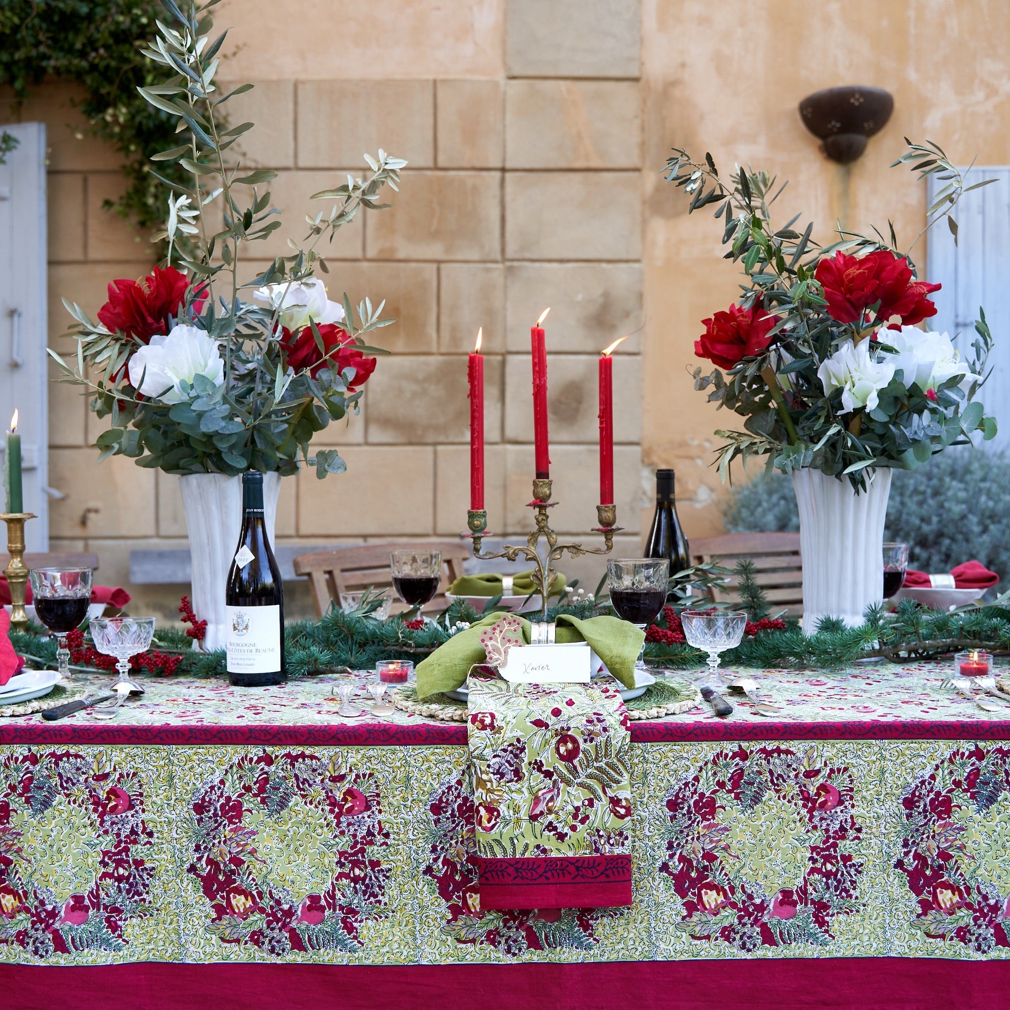 couleur-nature-winter-garden-serviettes-tissu-lot-6-rouge-coton image 3