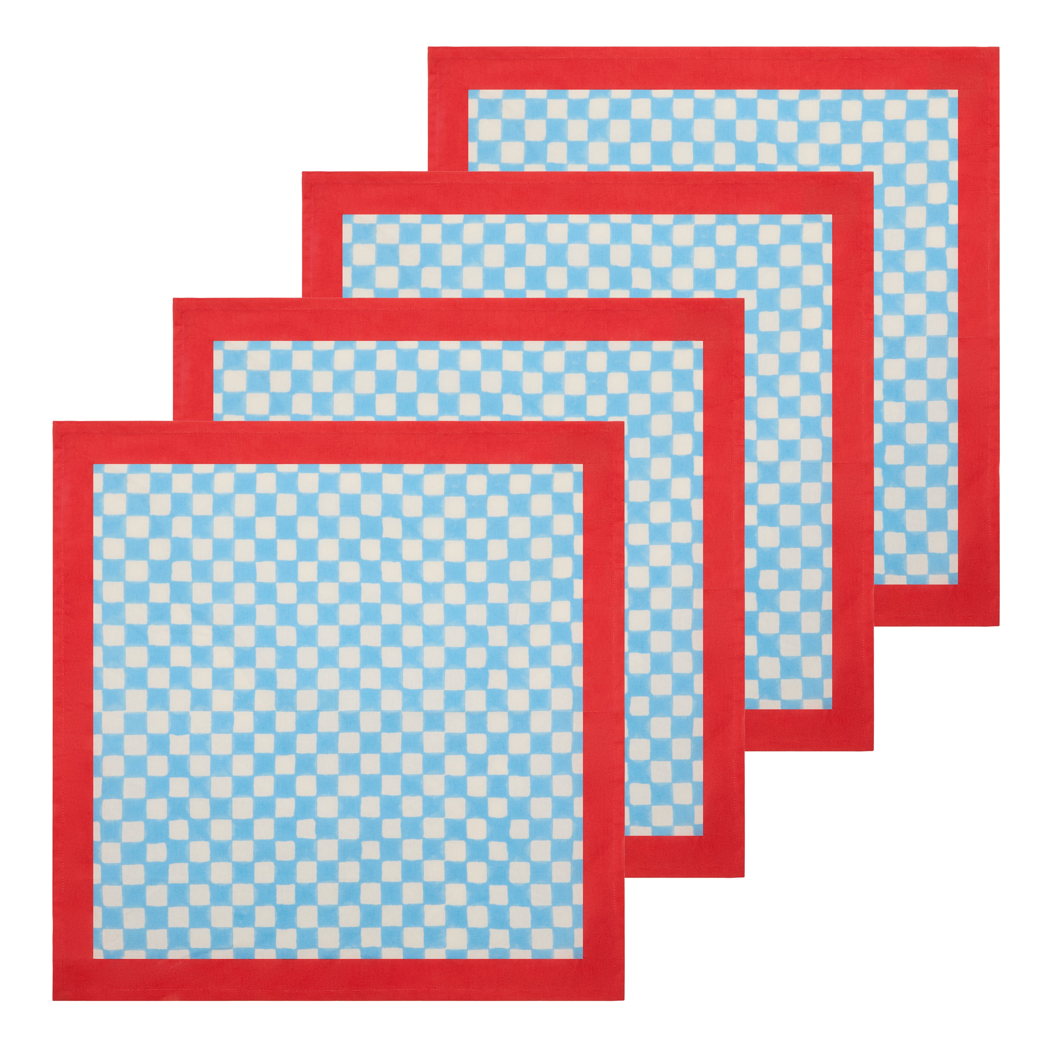 couleur-nature-gingham-serviette-tissu-lot-de-4-bleue image 4