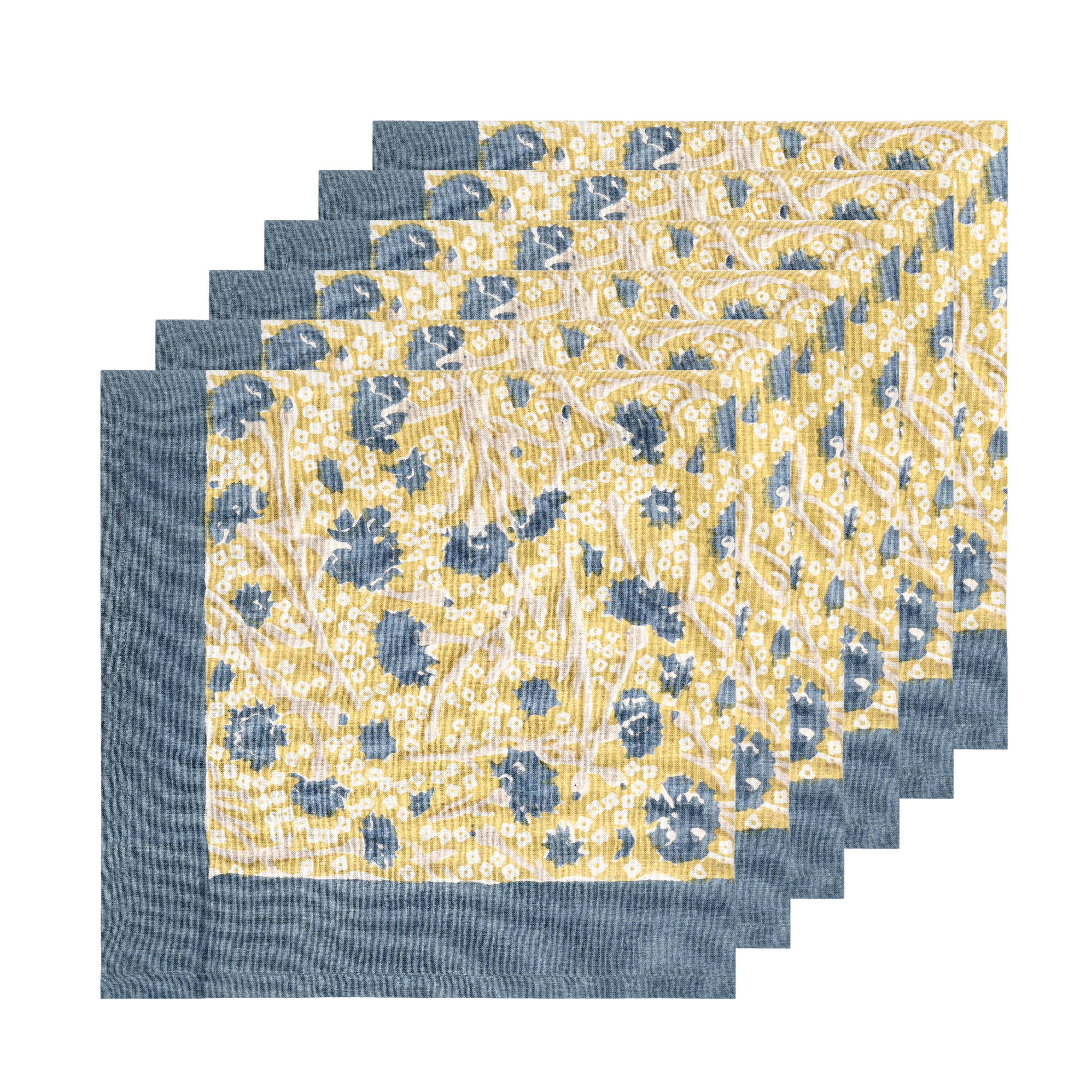 couleur-nature-meadows-serviettes-de-table-bleu-vert-lot-6-coton image 6