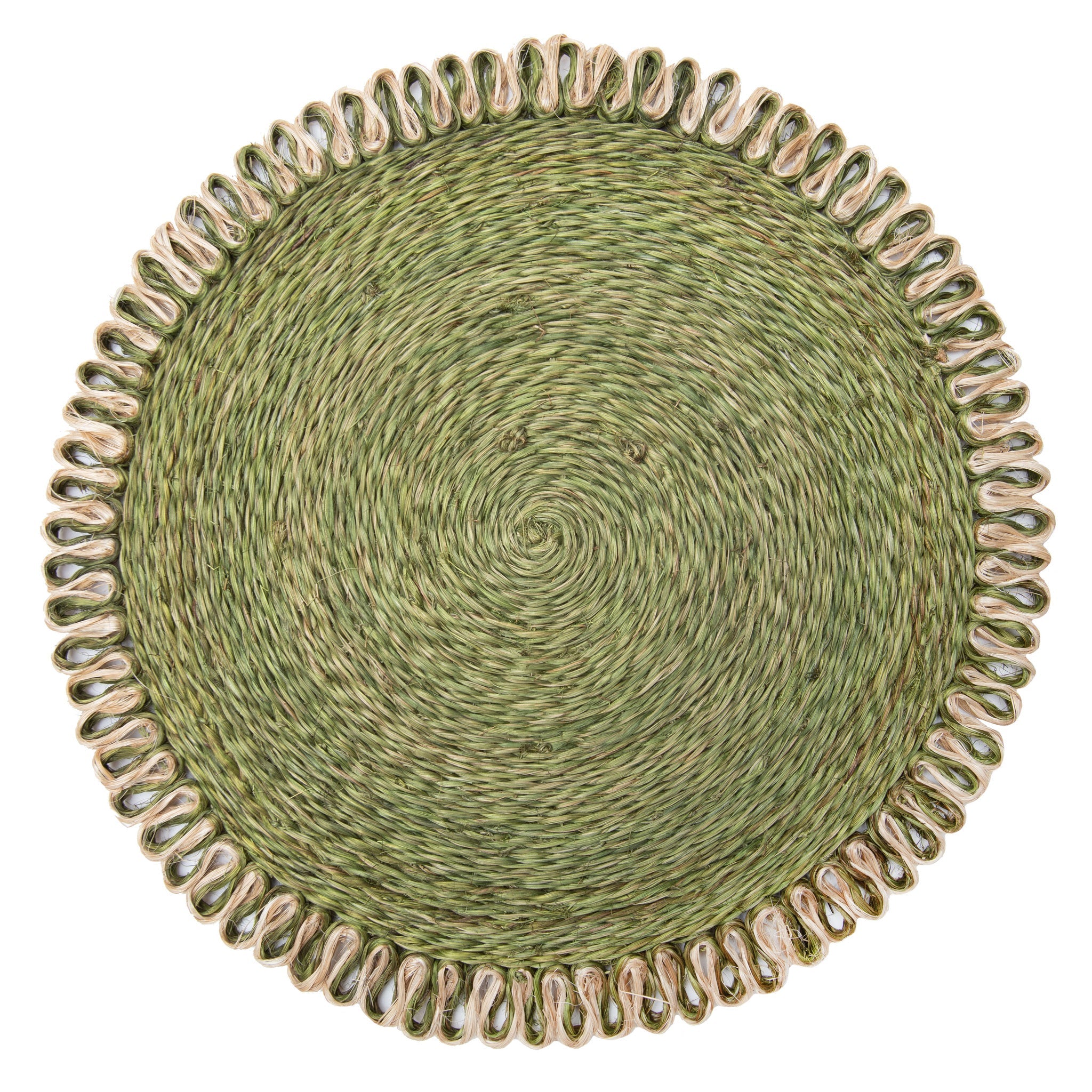 couleur-nature-loopy-abaca-sets-de-table-ronds-olive-lot-de-4 image 1