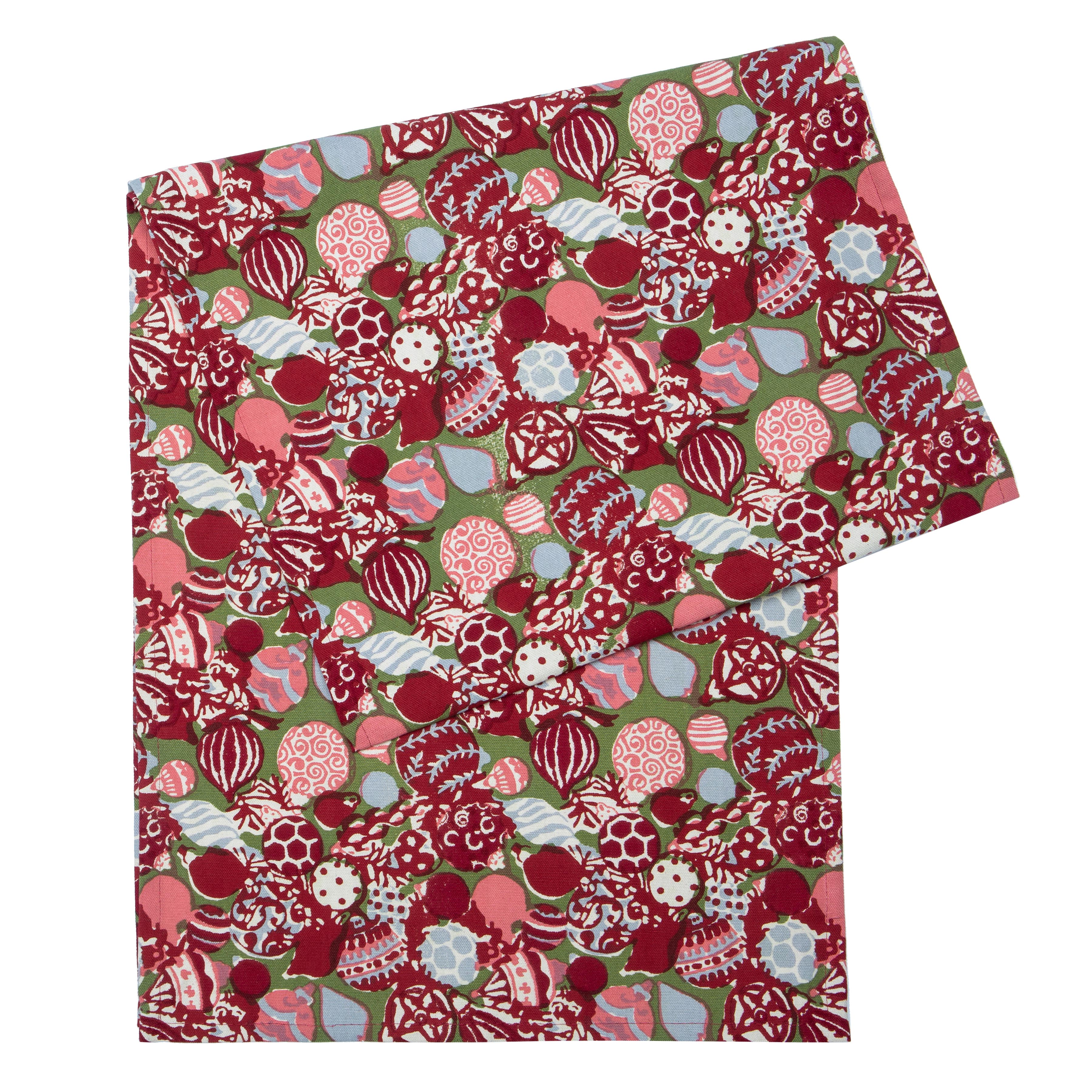 couleur-nature-ornaments-chemin-de-table-lin-rouge-vert-16x72 image 1