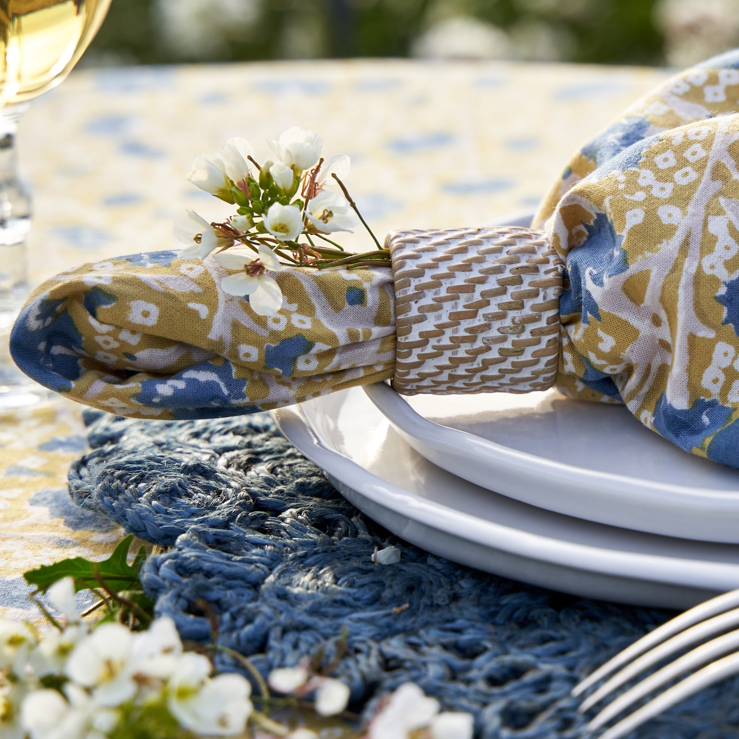 couleur-nature-meadows-serviettes-de-table-bleu-vert-lot-6-coton image 4