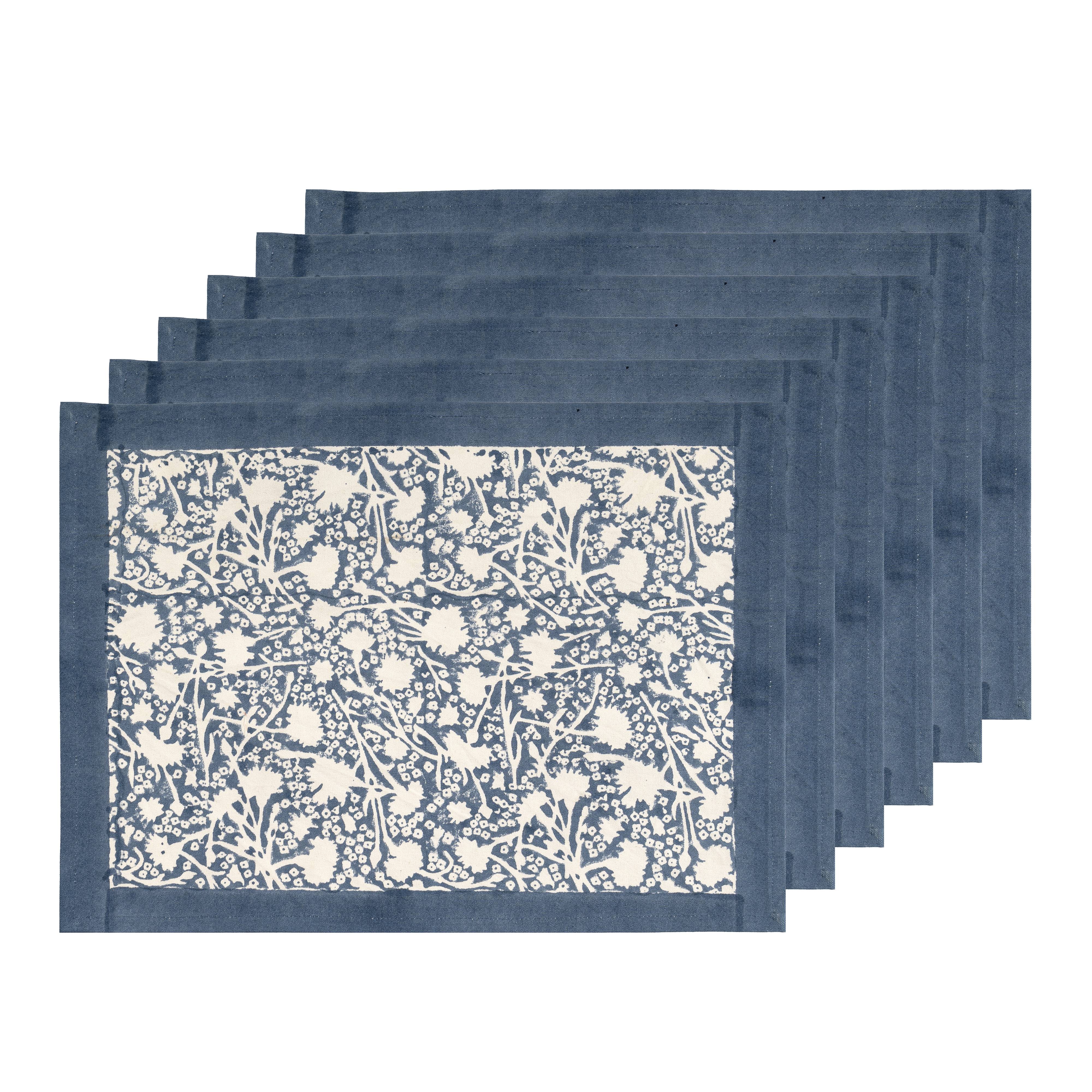 couleur-nature-meadows-bleu-sets-de-table-coton-lot-6 image 1