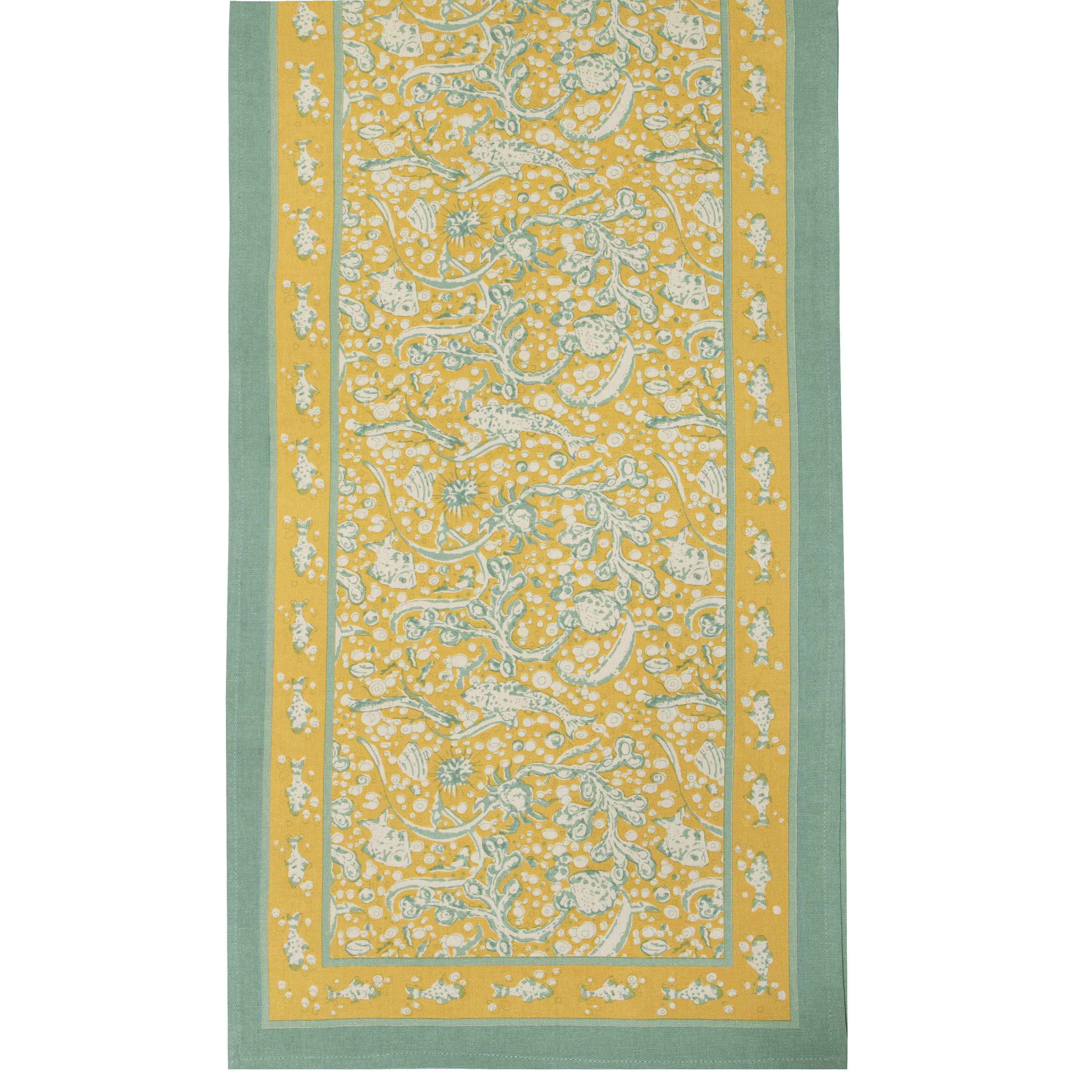 couleur-nature-la-mer-chemin-de-table-coton-aqua-citrine-16x72 image 1