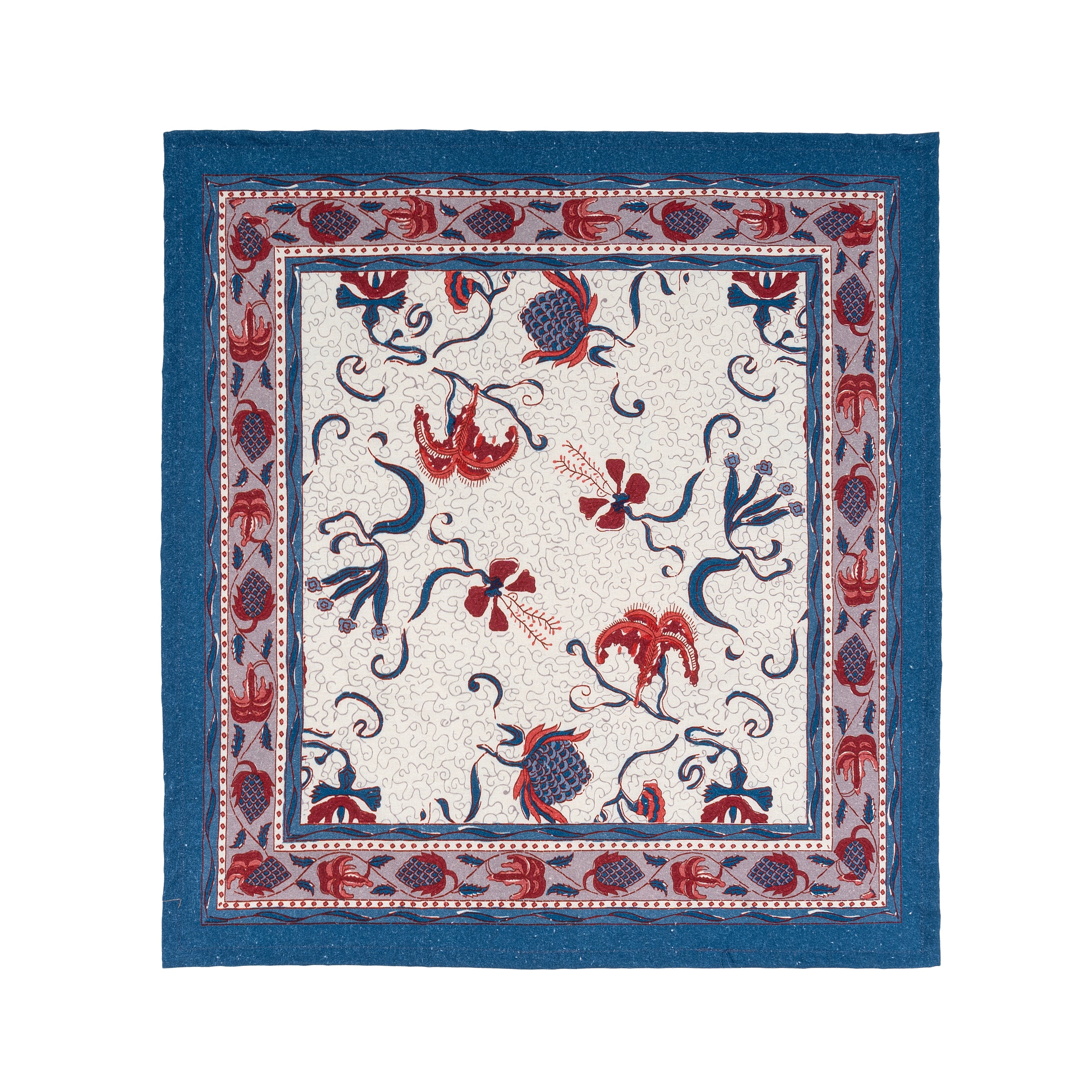couleur-nature-fleur-des-indes-serviette-coton-bleu-rouge-lot-6 image 2