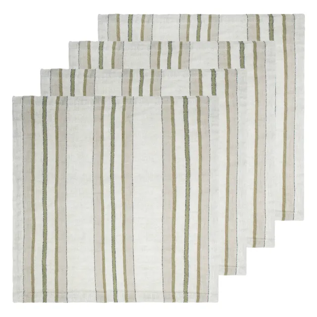 couleur-nature-antwerp-trio-stripe-serviettes-lin-olive-lot-4 image 1