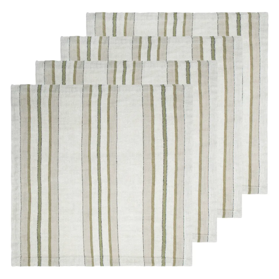 couleur-nature-antwerp-trio-stripe-serviettes-lin-olive-lot-4 image 1