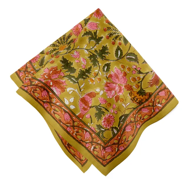 couleur-nature-damaris-serviettes-de-table-rose-moutarde-lot-de-4 image 1