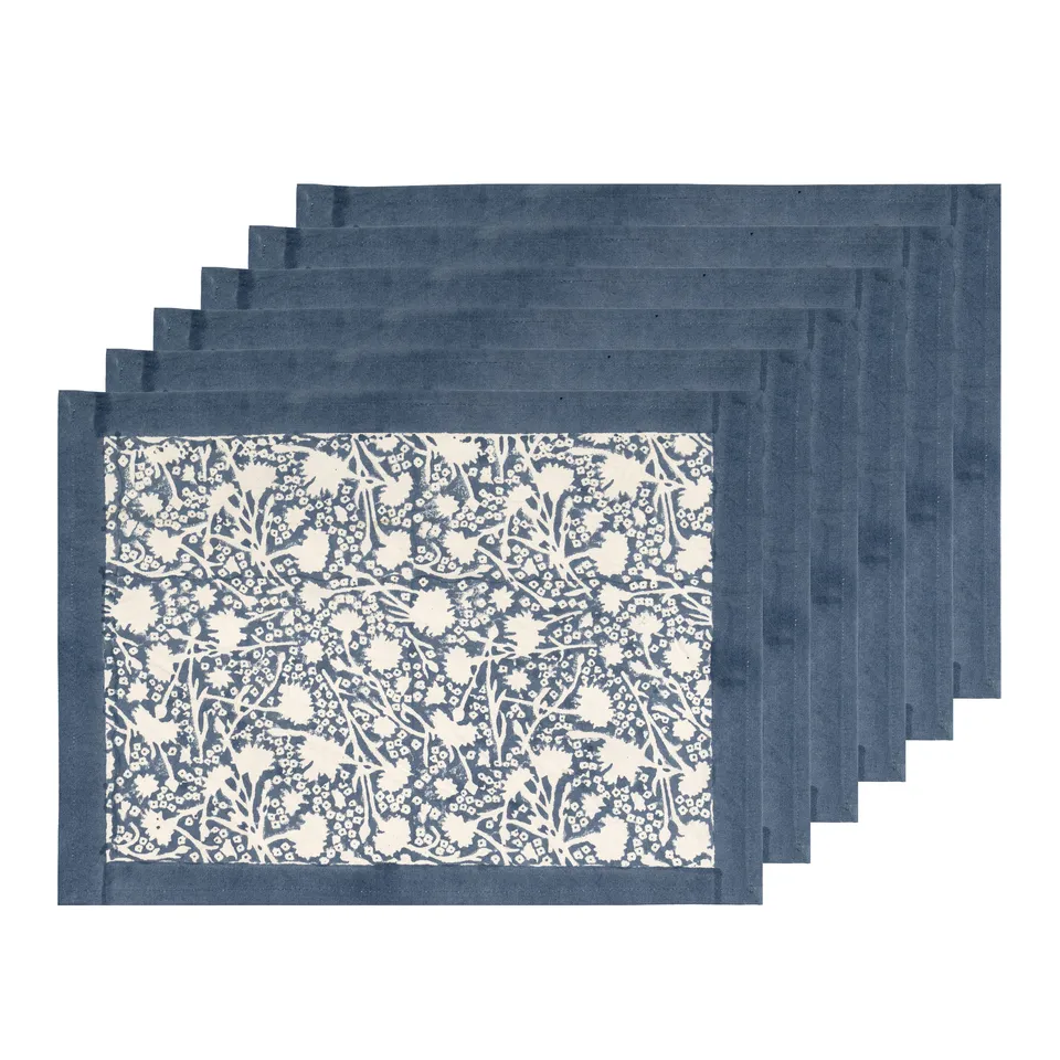 couleur-nature-meadows-bleu-sets-de-table-coton-lot-6 image 1