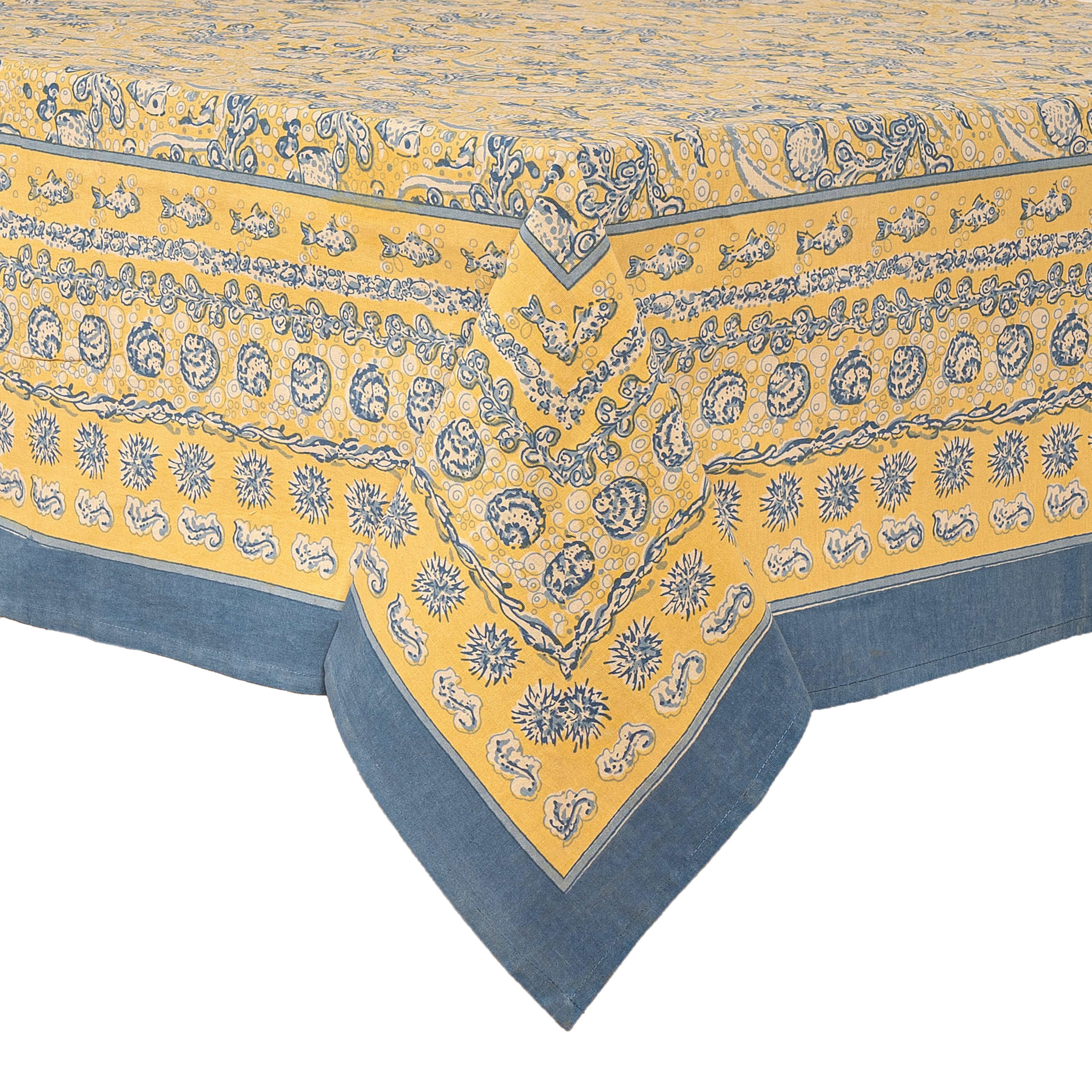 couleur-nature-la-mer-nappe-coton-bleue-et-jaune image 5
