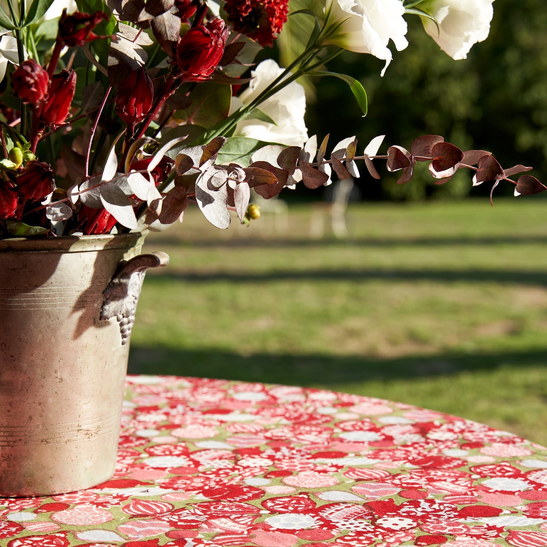 couleur-nature-ornaments-nappe-coton-rouge-vert-59x86 image 2