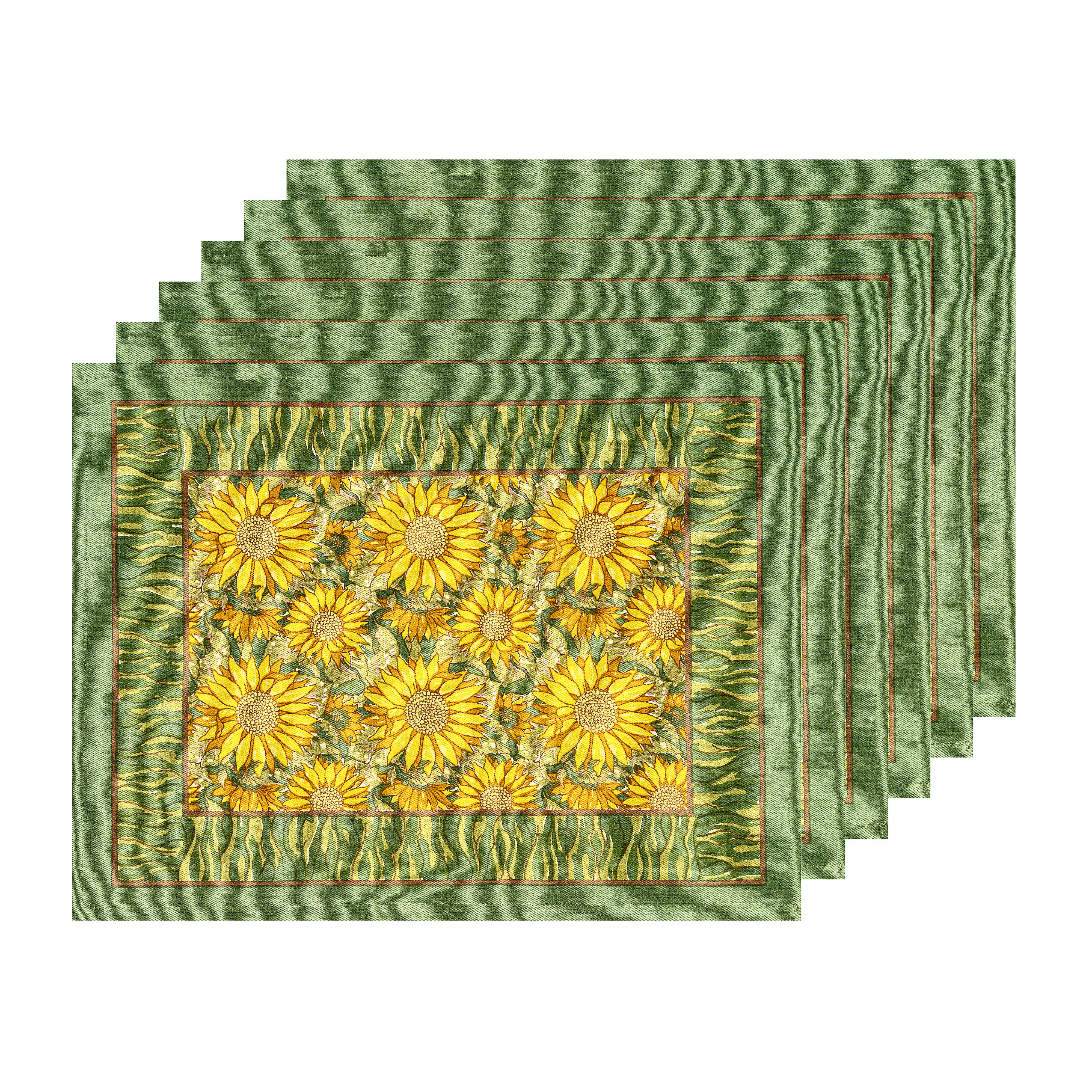 couleur-nature-sunflower-lot-6-sets-de-table-jaune-vert-coton image 2
