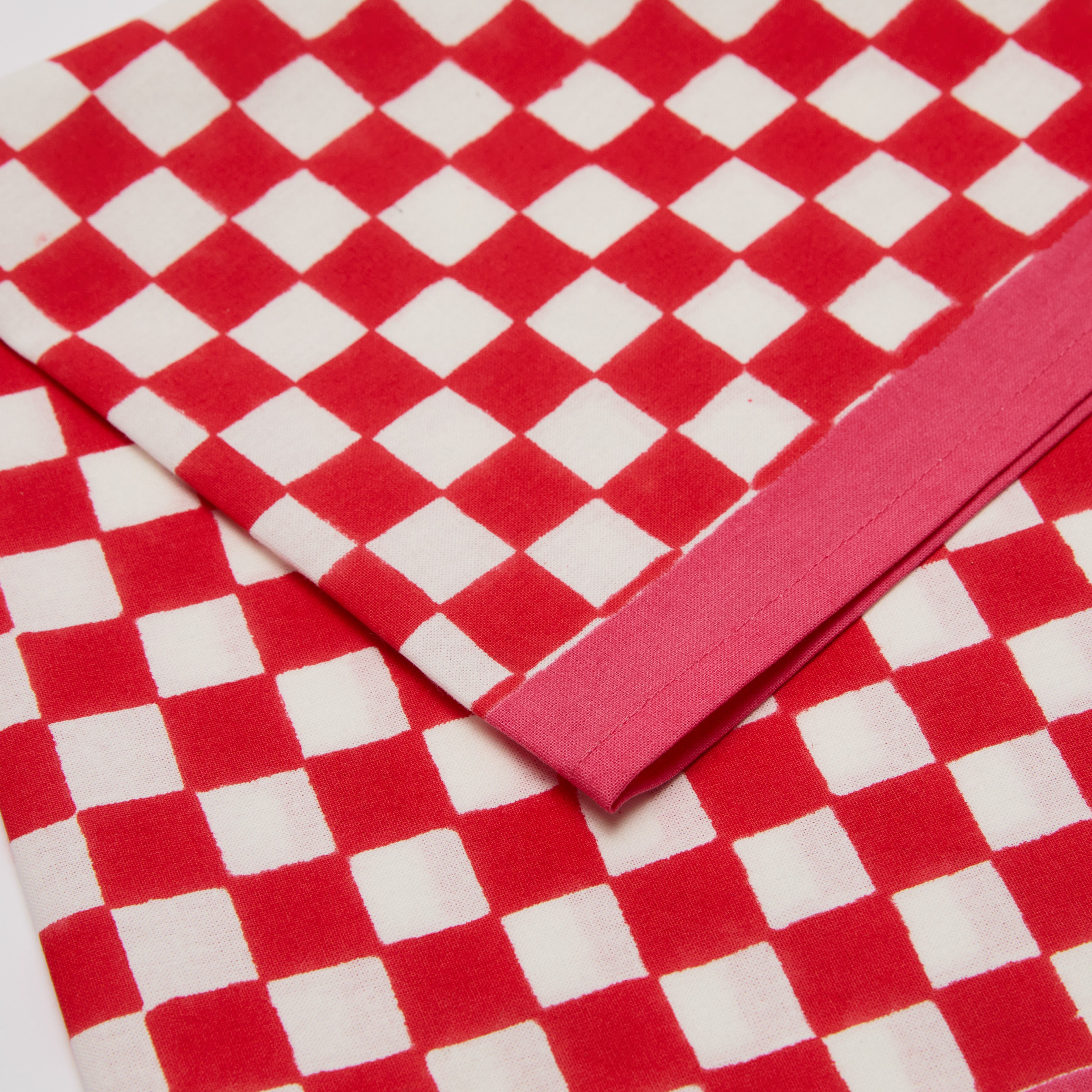 couleur-nature-gingham-serviettes-coton-rouge-rose-lot-4 image 3