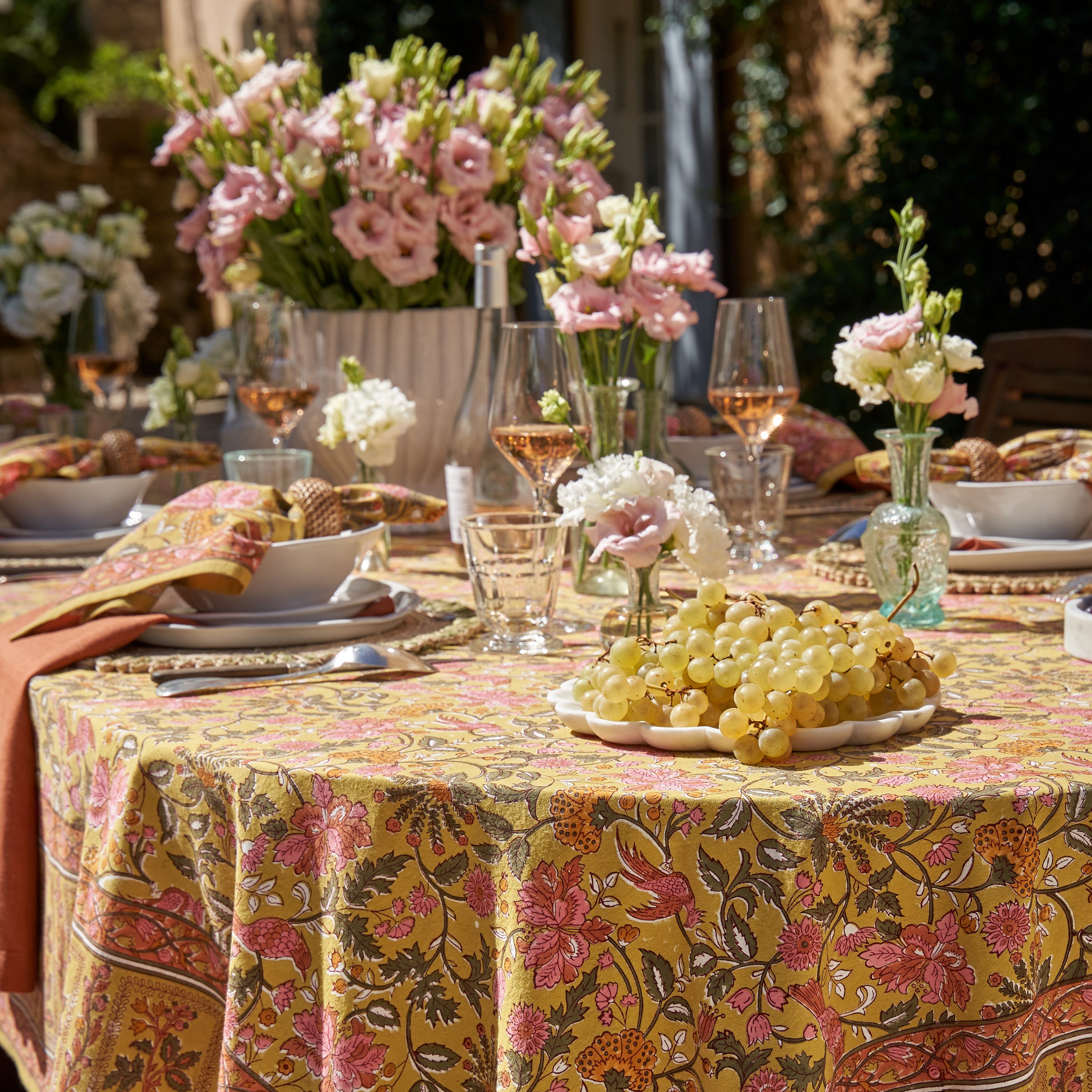couleur-nature-damaris-nappe-rose-moutarde-59x86-coton image 2