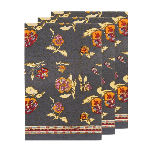 couleur-nature-pansy-torchons-cuisine-coton-lot-de-3-rouge-gris image 1