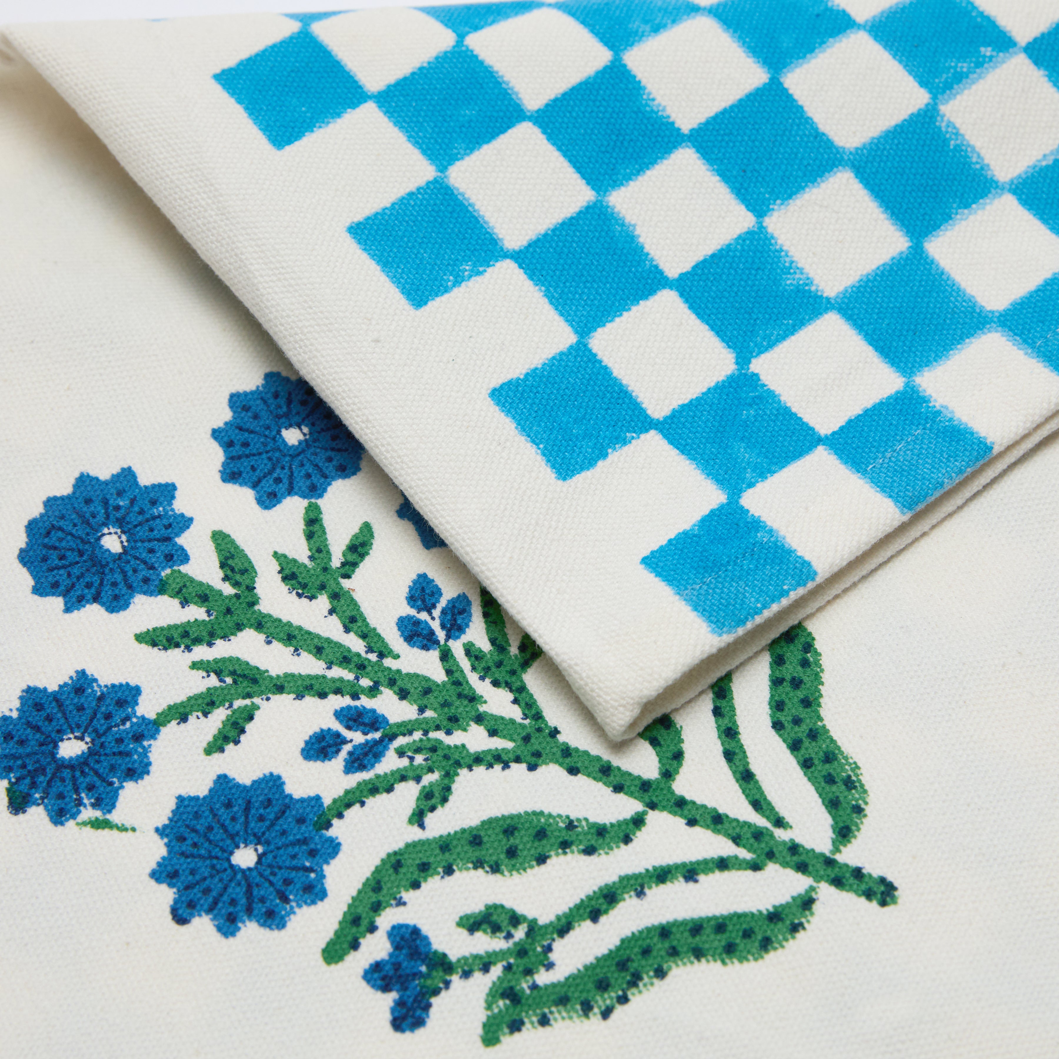 couleur-nature-jeu-de-singes-torchons-coton-bleu-vert-lot-2 image 3