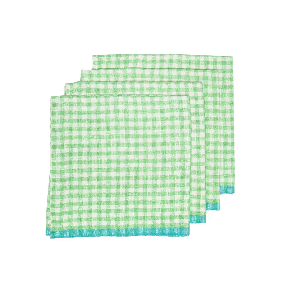 couleur-nature-napkins-serviettes-vichy-lime-et-aqua-lot-de-4 image 1