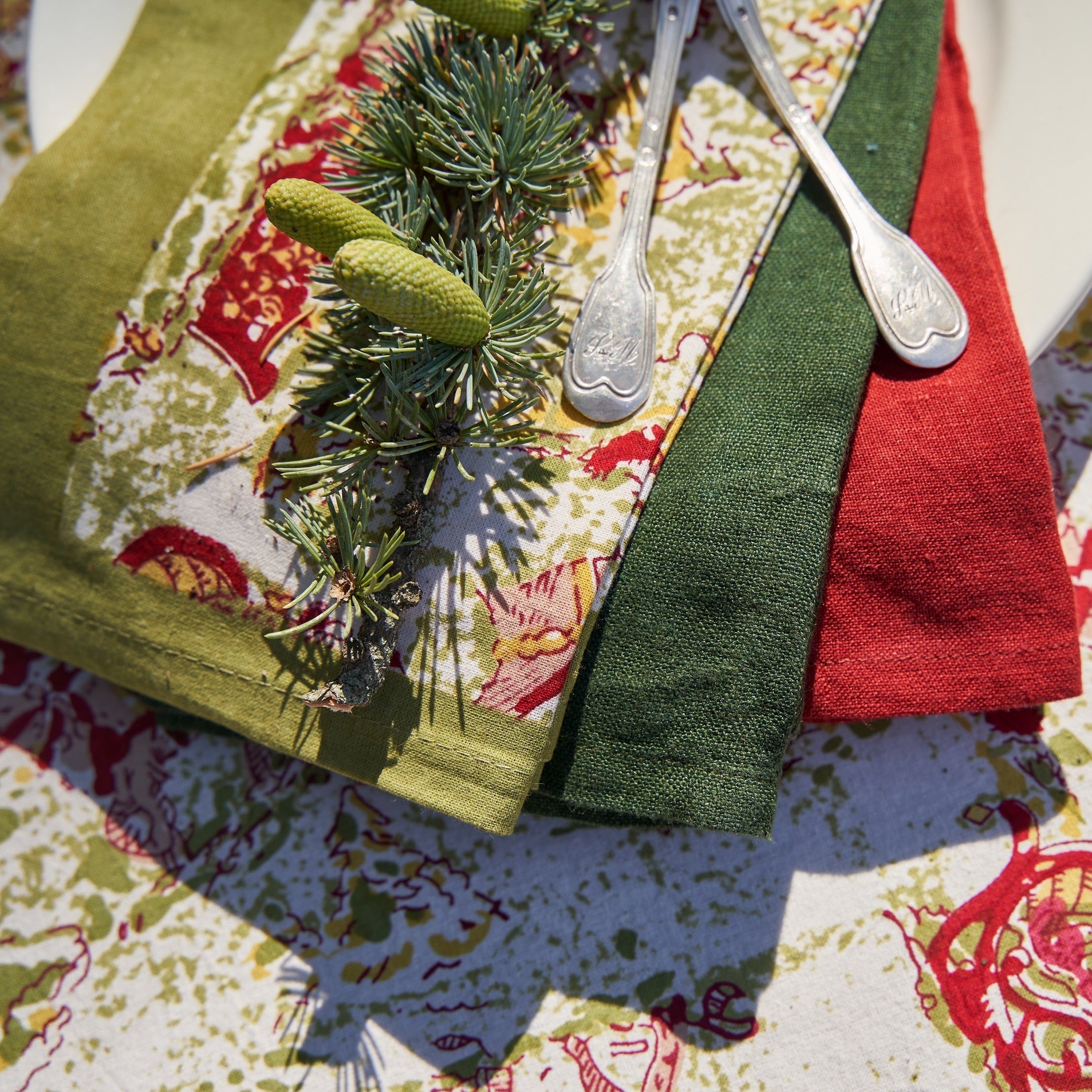 couleur-nature-renne-serviette-coton-lot-6-rouge-vert-19 image 5