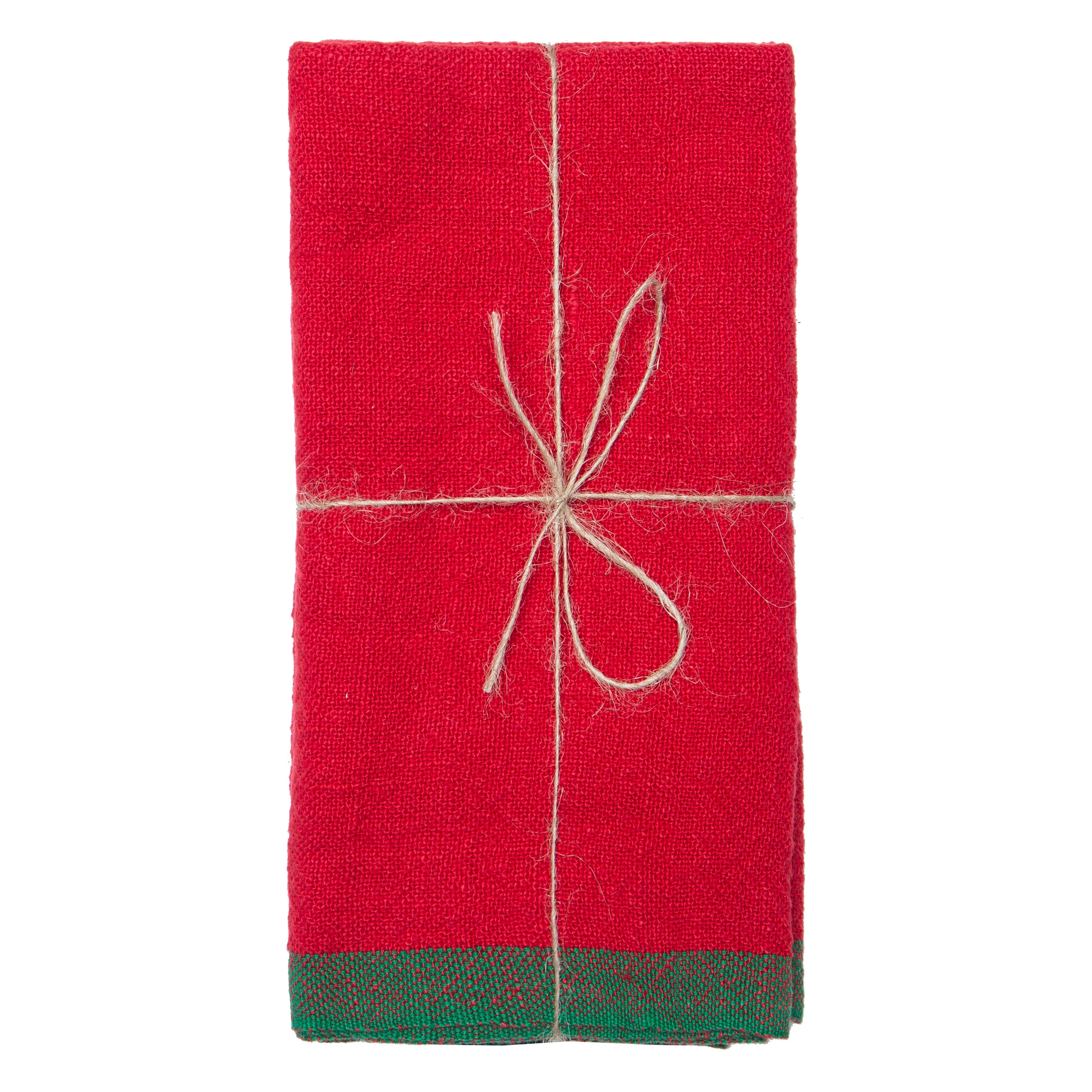 couleur-nature-color-block-serviette-lin-rouge-vert-lot-de-4 image 1