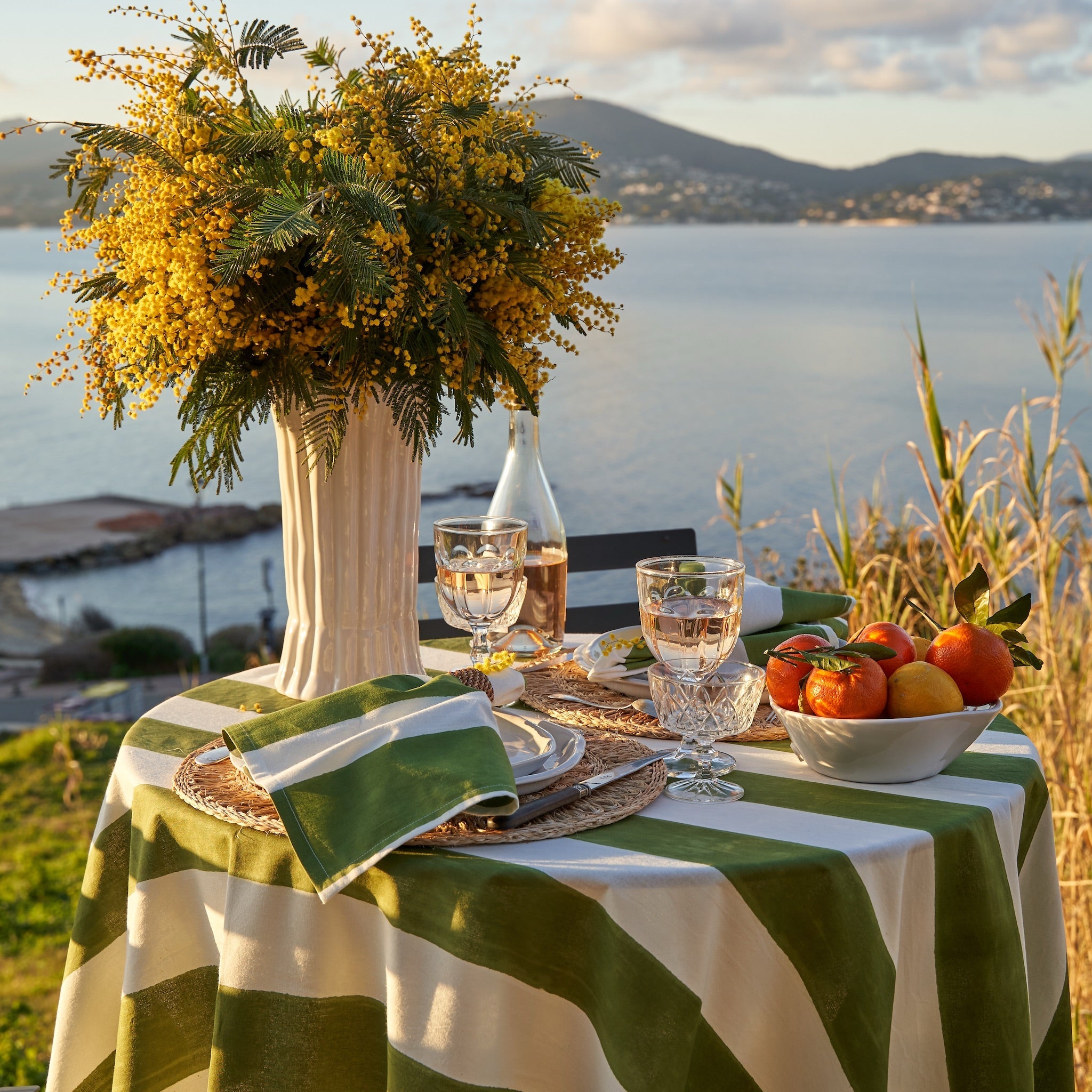 couleur-nature-st-tropez-vert-nappe-rectangulaire-59x86-rayures-lin image 3