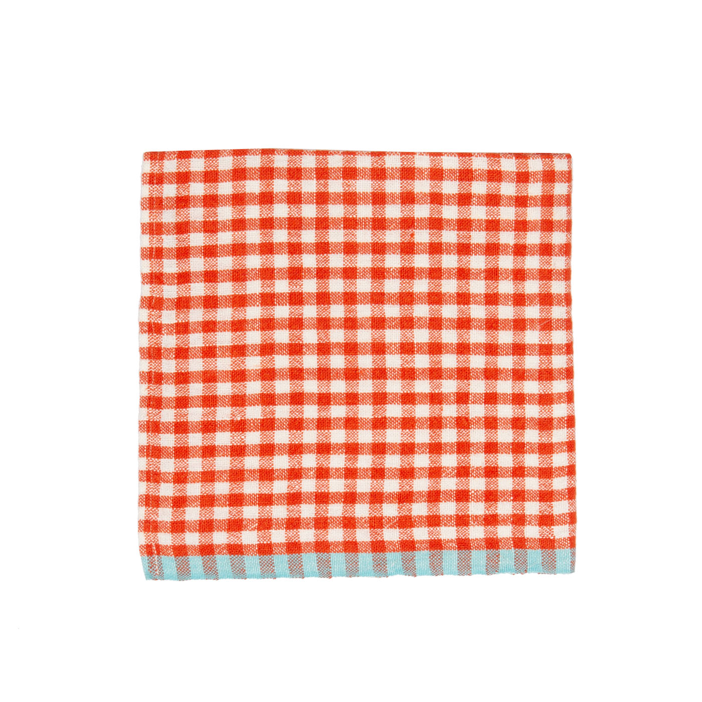 couleur-nature-gingham-serviettes-vichy-orange-aqua-lot-4 image 1