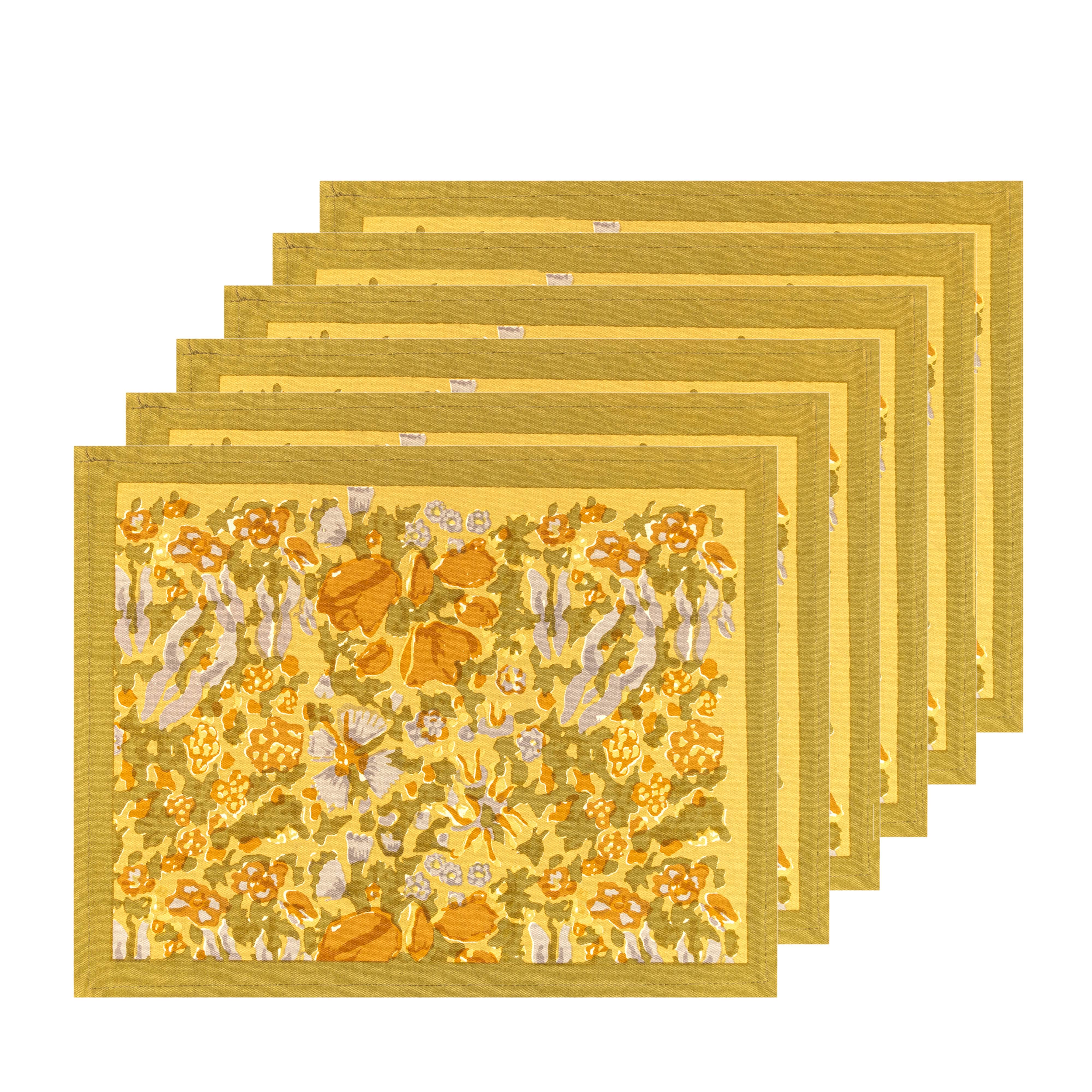 couleur-nature-jardin-set-de-table-moutarde-gris-lot-de-6-coton image 3