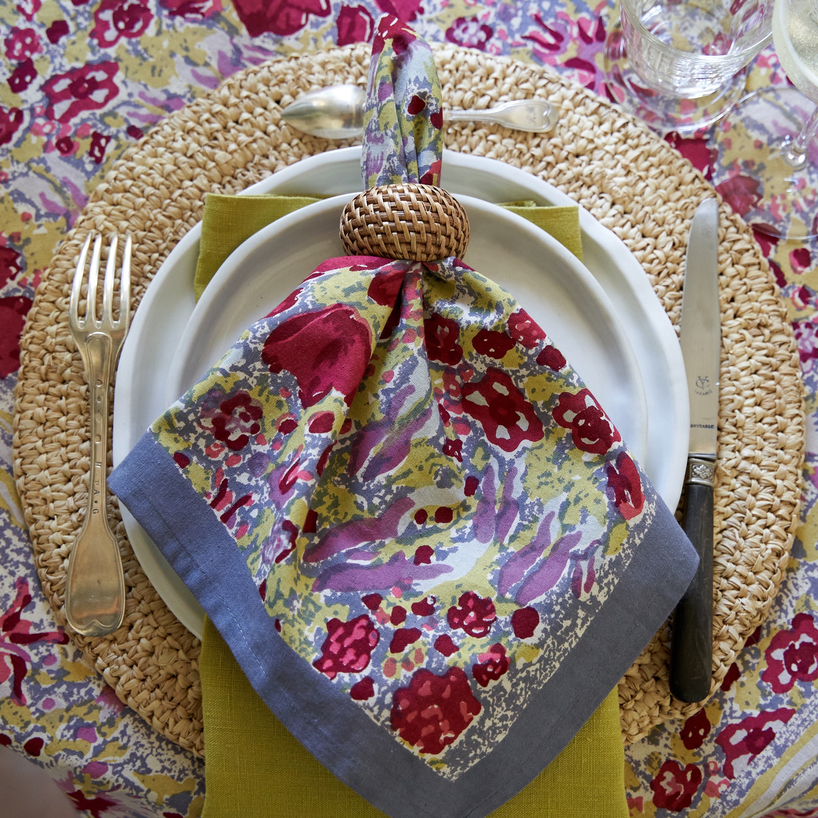couleur-nature-jardin-serviettes-coton-rouge-gris-lot-6 image 7