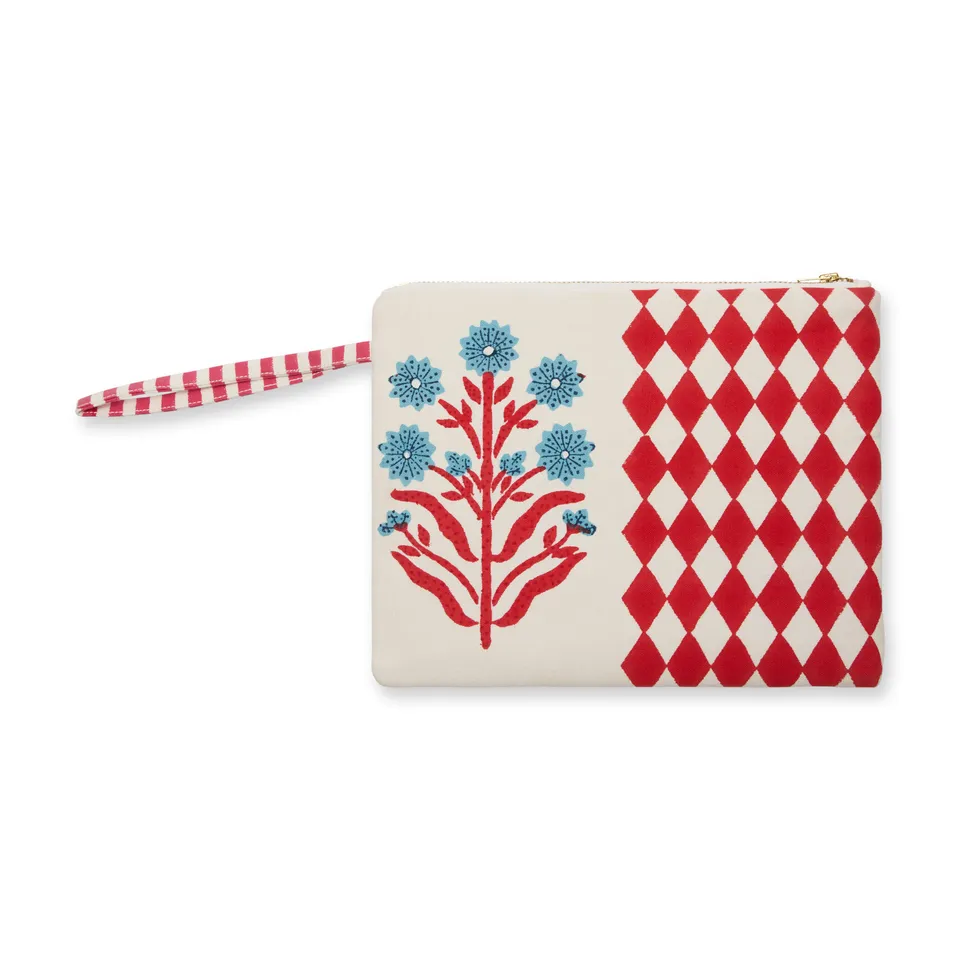 couleur-nature-flower-pochette-coton-rouge-et-bleu image 1