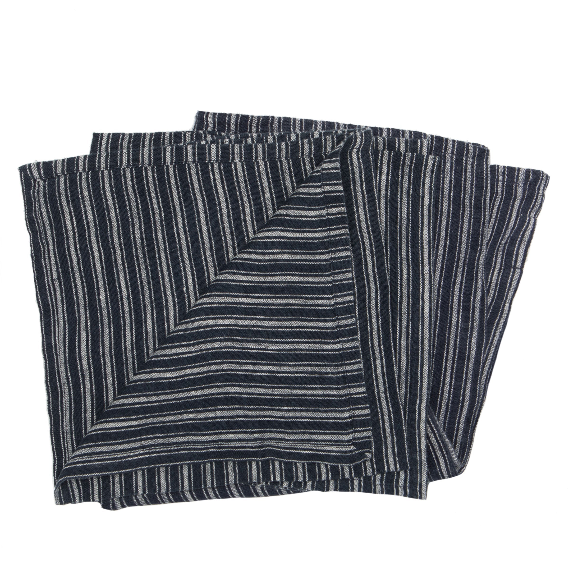 couleur-nature-boat-stripe-serviettes-lin-indigo-blanc-lot-4 image 2